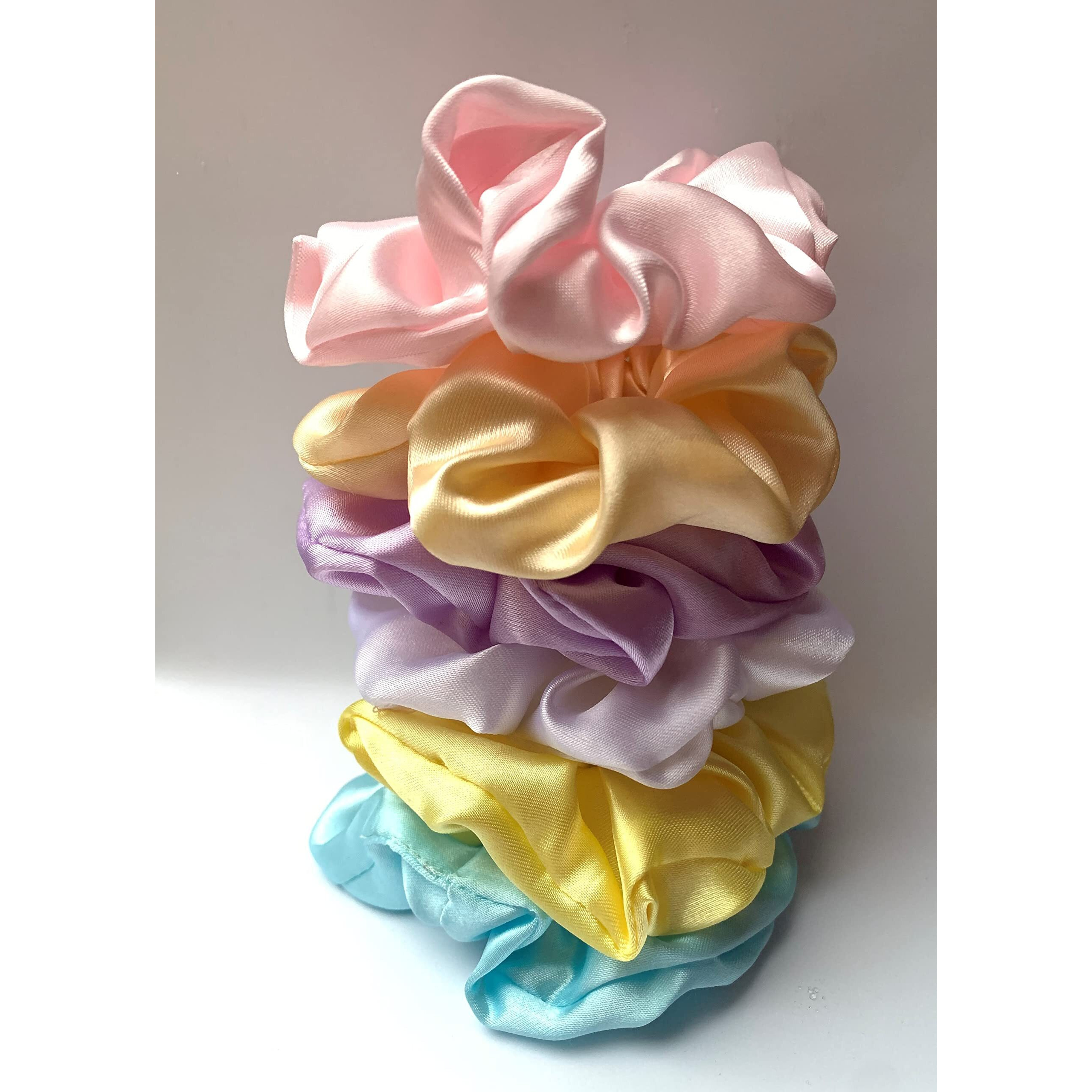 Starvis Soft Luxury Satin Scrunchies For Women Girls, Scrunchies For Wrist | Pack Of 24 | Silk Pastel Colors,Hair Ties Combo, Anti-Hair-Breakage, Hair Scrunchie Set For Girls, Women, Mom, Sister