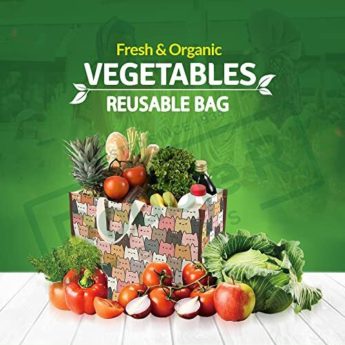 Double R Bags Big Heavy Duty Large Eco Waterproof Cotton Canvas Cloth Grocery Shopping Bag For Men Ladies Vegetable Milk Fruits With Hand Carry Handle Lunch Box Jhola Tote Bags (Cat) (2)