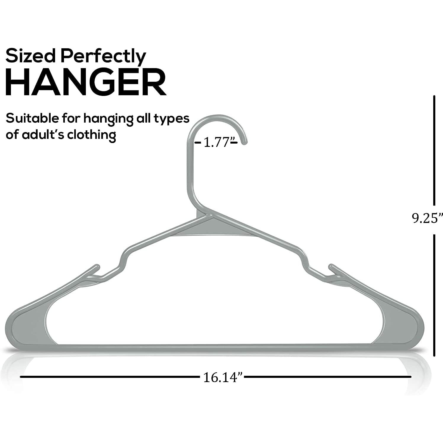 Zollyss Plastic Cloth Hangers For Clothes Hanging Wardrobe Hangers For Multipurpose Storage Saree Dress Shirt Pant Trouser Kids Clothes Hangers (36 Count, Grey)