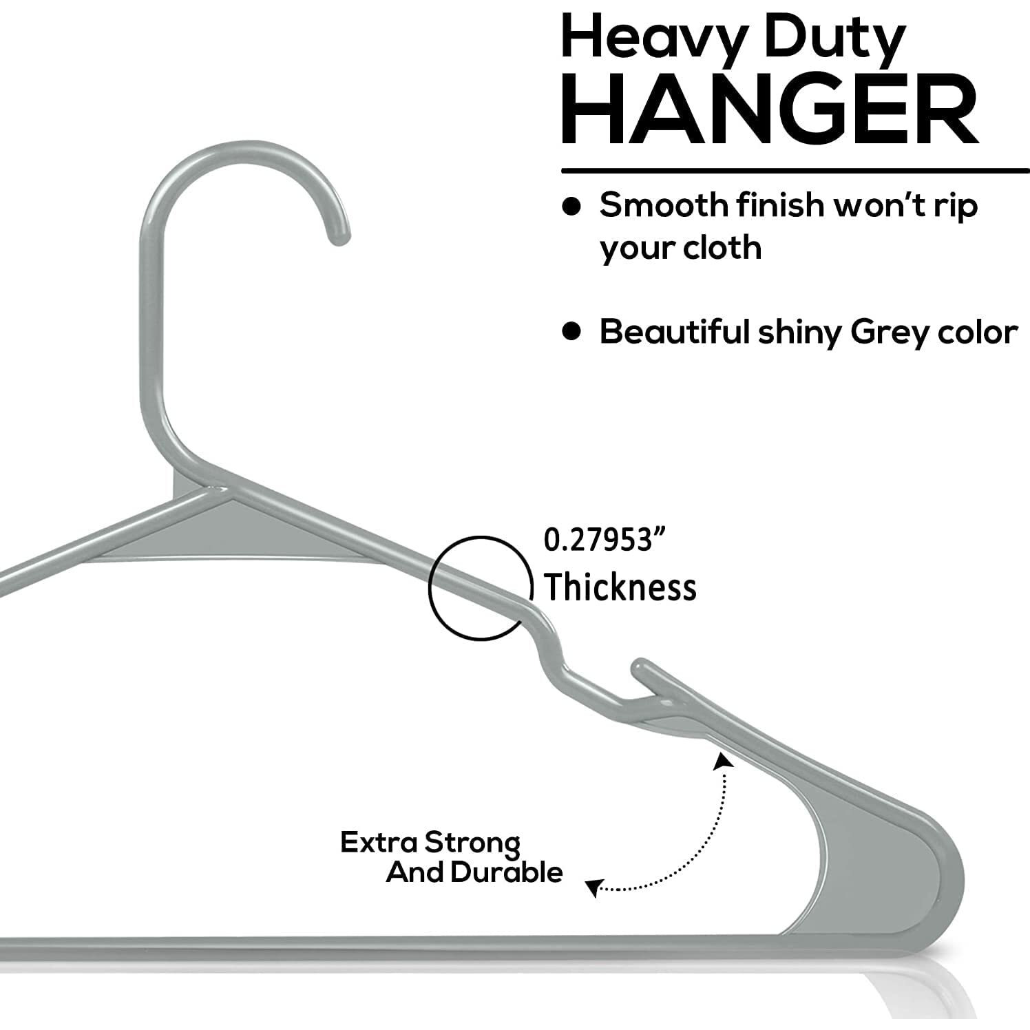 Zollyss Plastic Cloth Hangers For Clothes Hanging Wardrobe Hangers For Multipurpose Storage Saree Dress Shirt Pant Trouser Kids Clothes Hangers (36 Count, Grey)