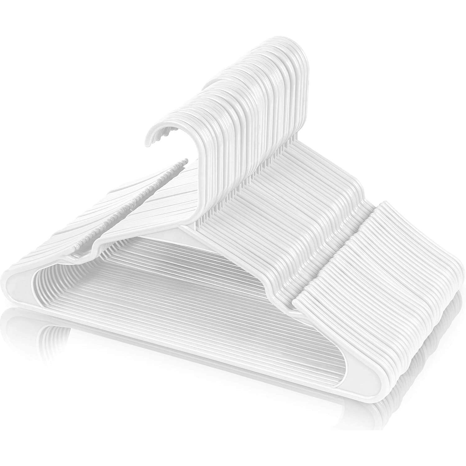 Zollyss Plastic Cloth Hangers For Clothes Hanging Wardrobe Hangers For Multipurpose Storage Saree Dress Shirt Pant Trouser Kids Clothes Hangers (36 Count, White)
