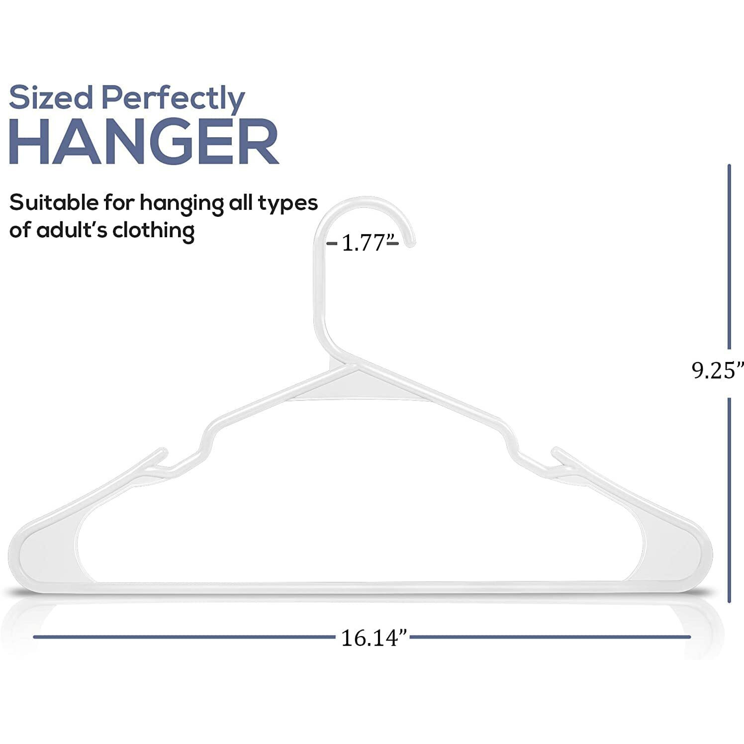 Zollyss Plastic Cloth Hangers For Clothes Hanging Wardrobe Hangers For Multipurpose Storage Saree Dress Shirt Pant Trouser Kids Clothes Hangers (36 Count, White)
