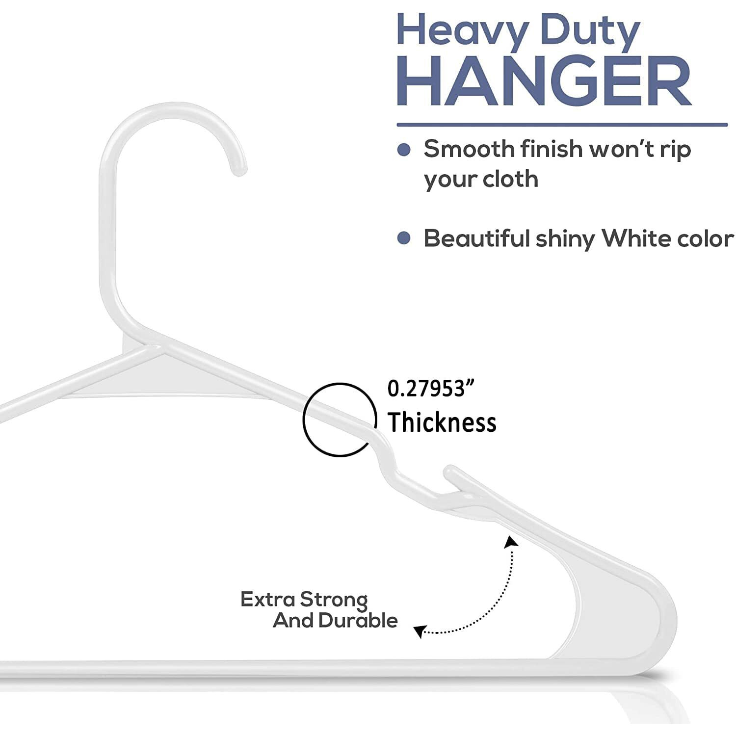 Zollyss Plastic Cloth Hangers For Clothes Hanging Wardrobe Hangers For Multipurpose Storage Saree Dress Shirt Pant Trouser Kids Clothes Hangers (36 Count, White)