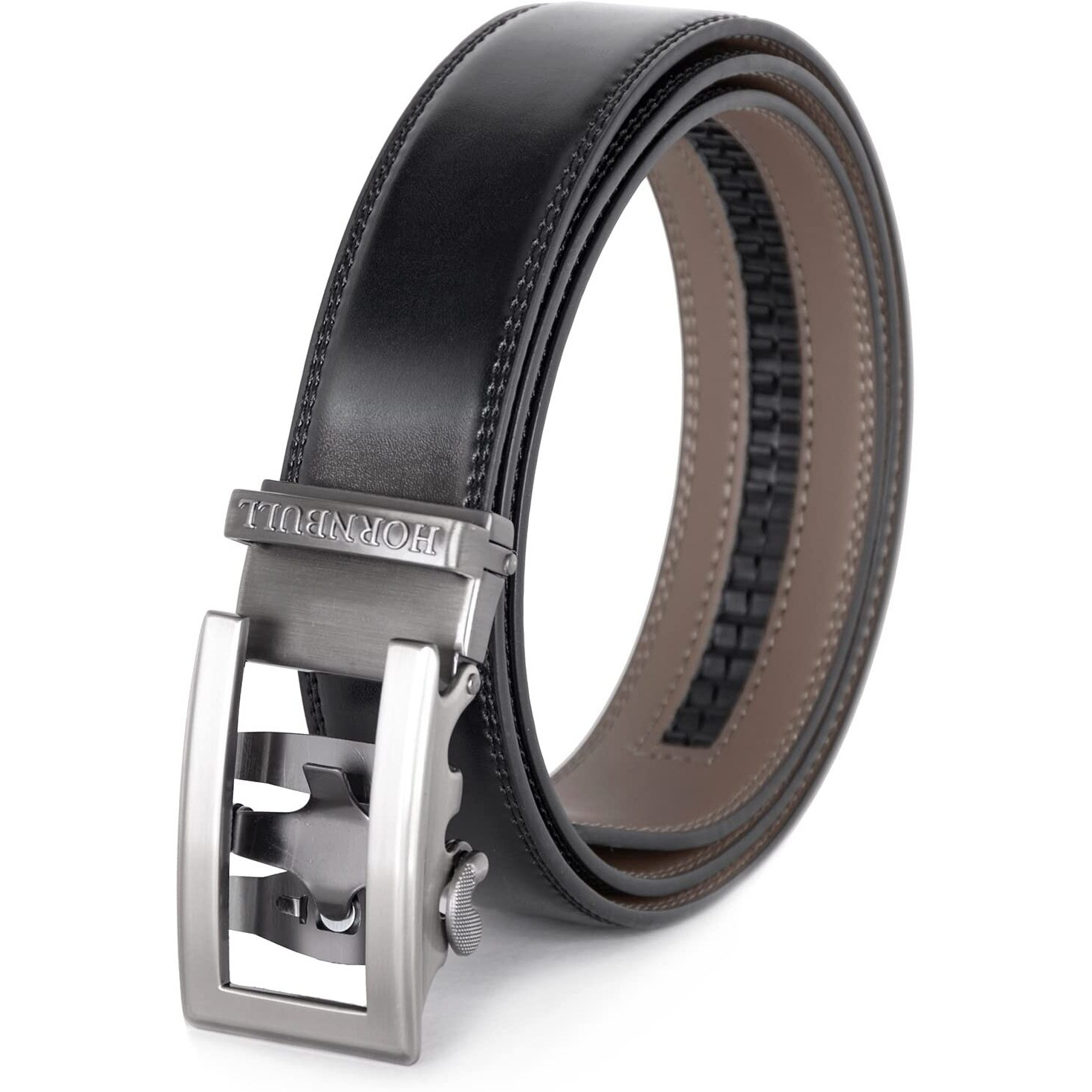 Hornbull Riga Black Leather Belt For Men | Mens Belt Autolock | Formal And Casual Leather Belt For Men