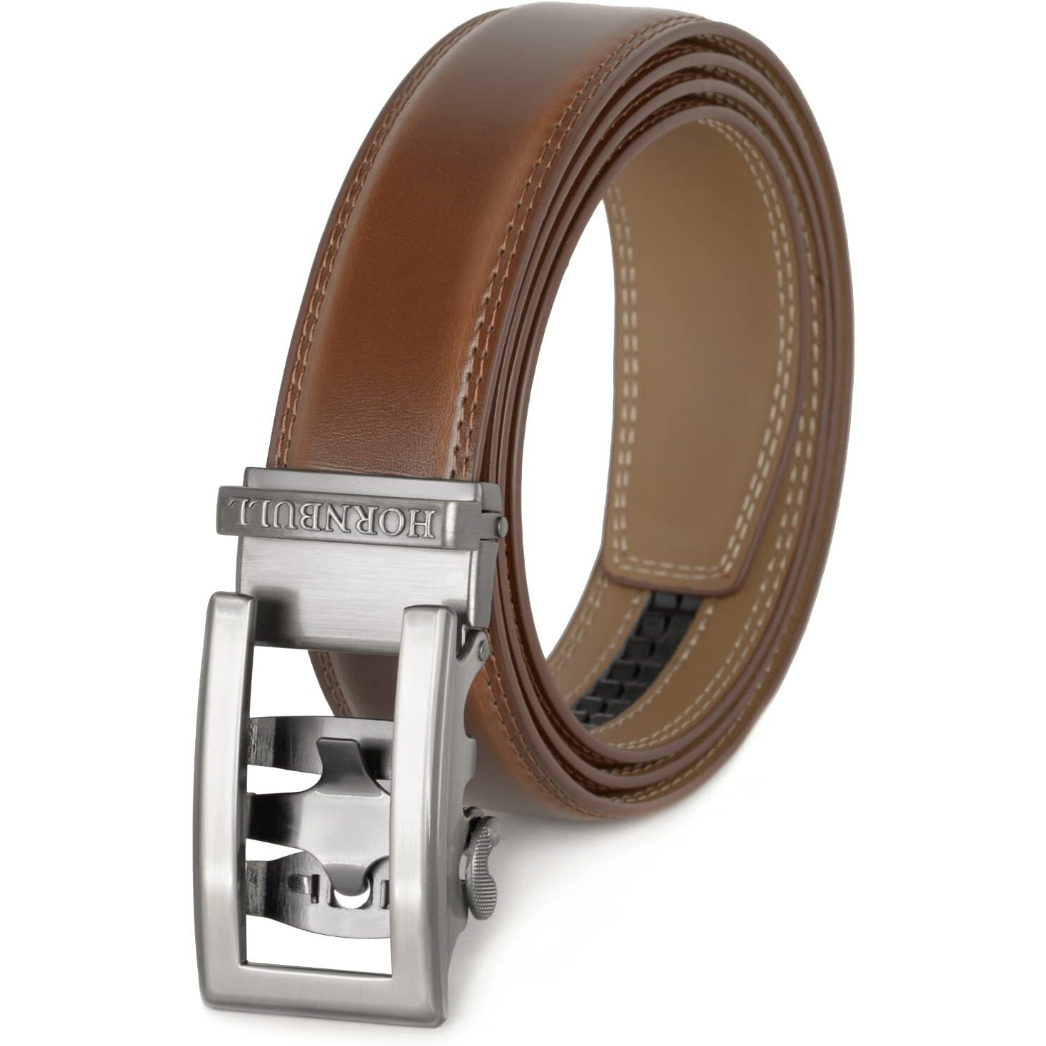 Hornbull Riga Tan Leather Belt For Men | Mens Belt Autolock | Formal And Casual Leather Belt