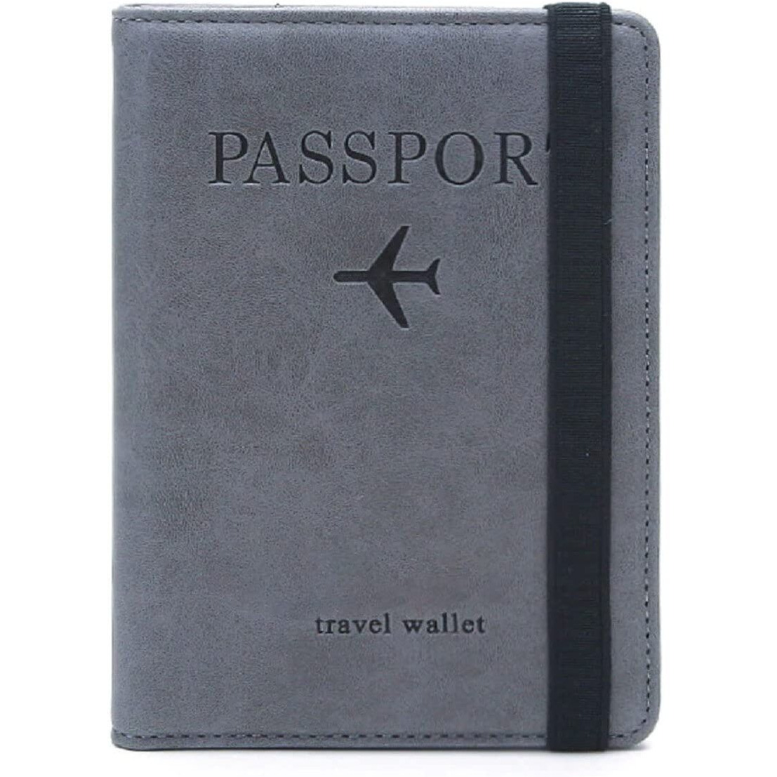 Vogard Slim Leather Travel Passport Wallet Casual Solid Credit Card Holder Money Wallet Id Multifunction Documents Flight License Purse - Grey