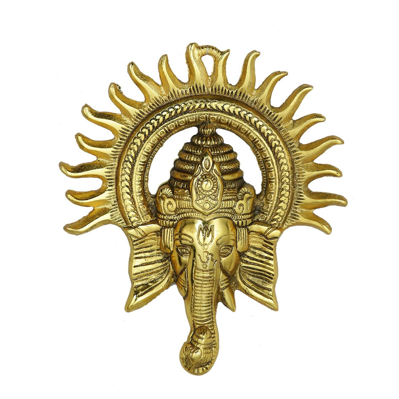 Craftvatika Gift Items Ganesha Sun Decorative Metal Wall Hanging Art Ganpati Ganesh Showpiece,Lucky Feng Shui Wall Decor,Home Decor, Pooja Room Temple & Gift For Family, Housewarming(1 Pcs)