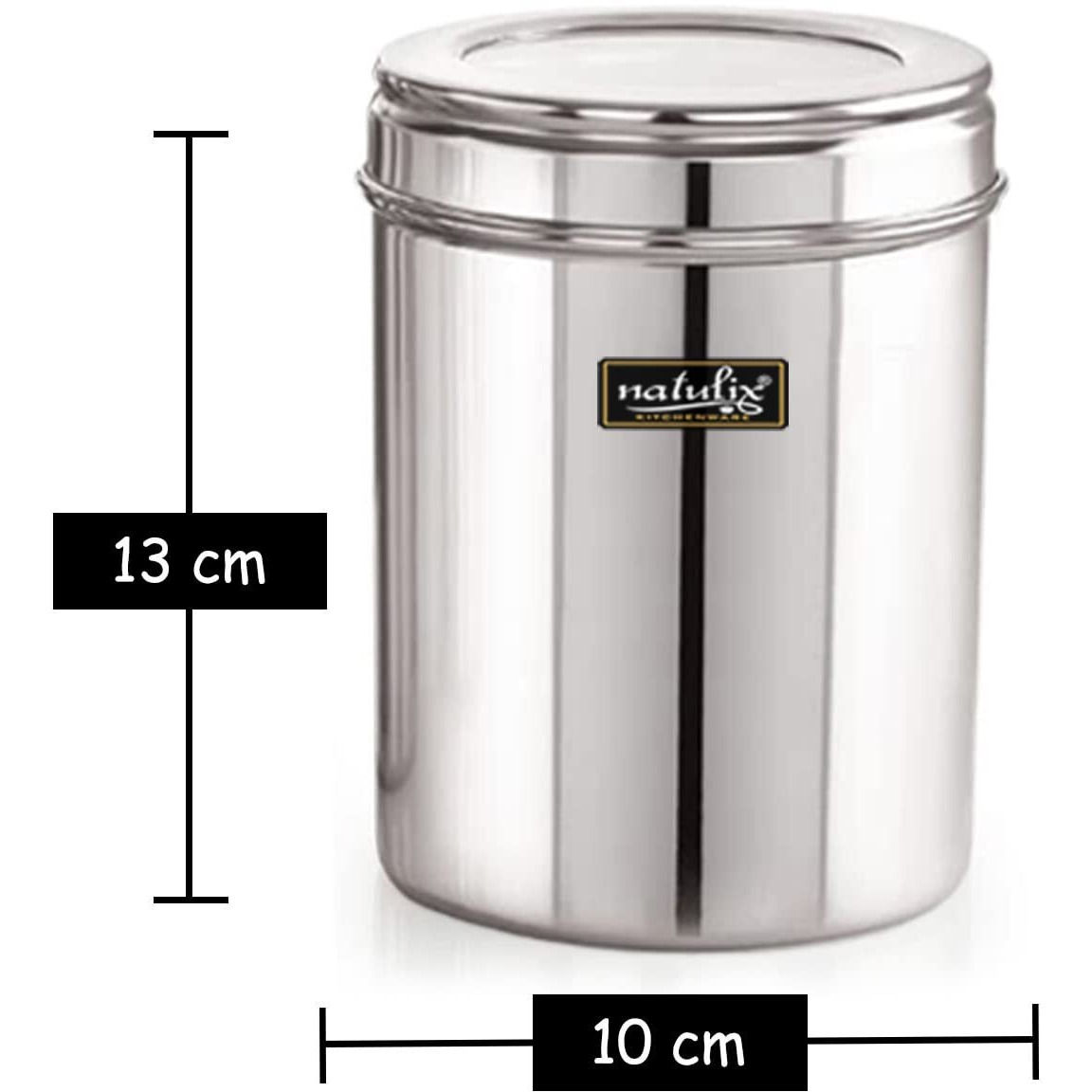 Natulix 750Gms Stainless Steel Containers For Kitchen With See Through Lid | Kitchen Containers Set | Silver (1000Ml - 6Pcs) Food Grains Capacity - 750Gms Approx