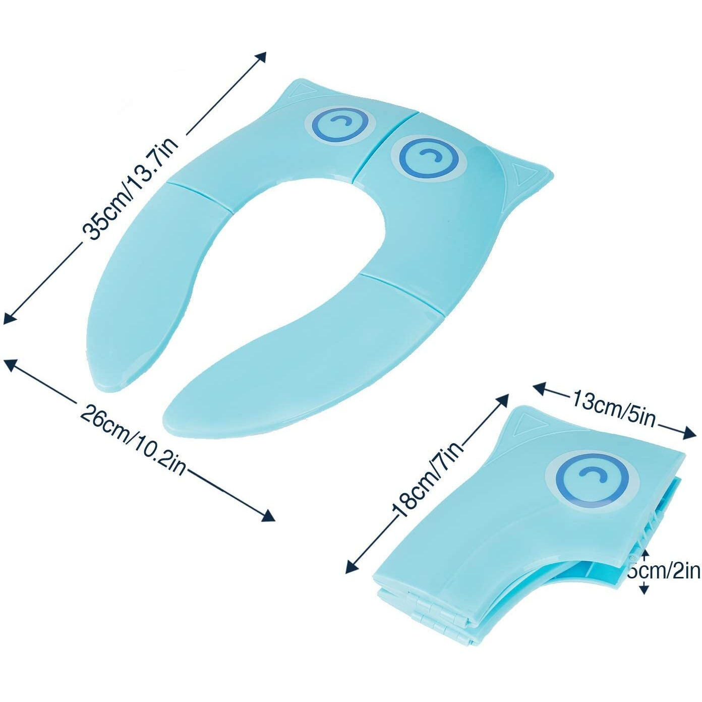 Zollyss Portable Baby Toilet Seat Foldable Western Kids Potty Trainer Cover For Toddler Boys Girls Travel, Blue (Plastic