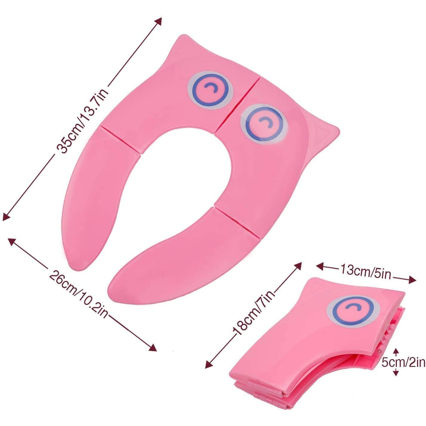Zollyss Portable Baby Toilet Seat Foldable Western Kids Potty Trainer Cover For Toddler Boys Girls Travel, Pink, Plastic