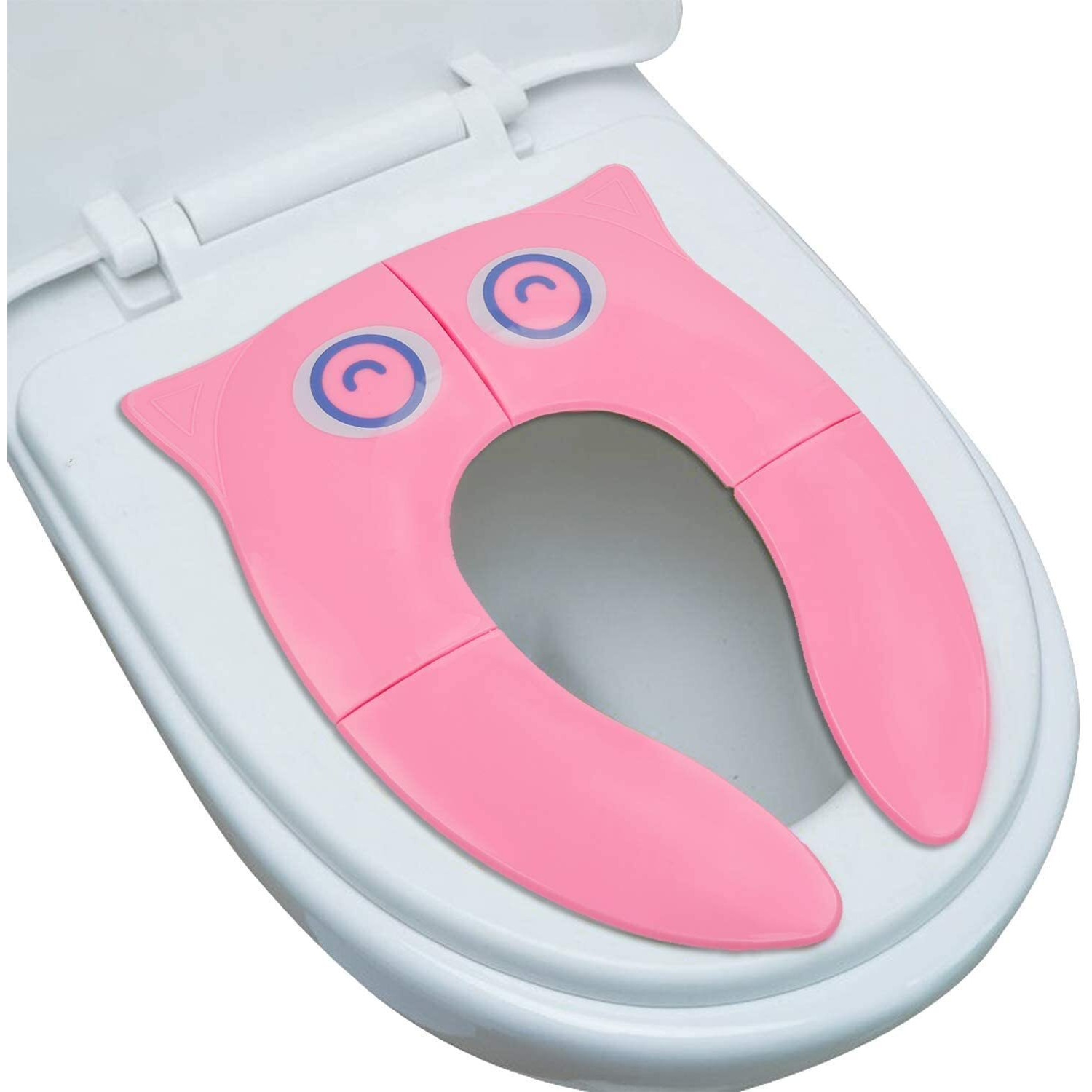 Zollyss Portable Baby Toilet Seat Foldable Western Kids Potty Trainer Cover For Toddler Boys Girls Travel, Pink, Plastic