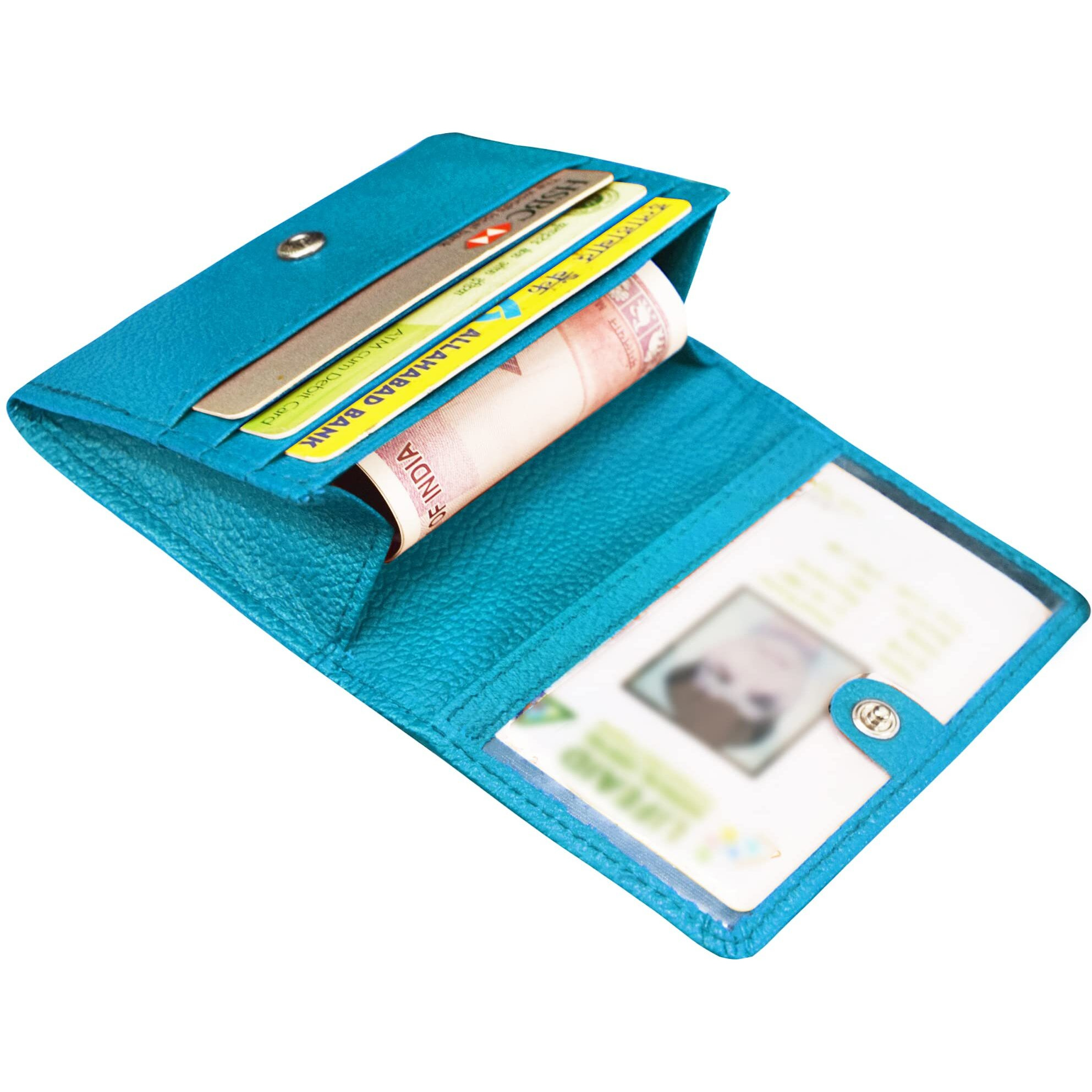 Abys Genuine Leather Sky Blue Card Holder||Atm Card Case For Men & Women (8548Skbl-A)