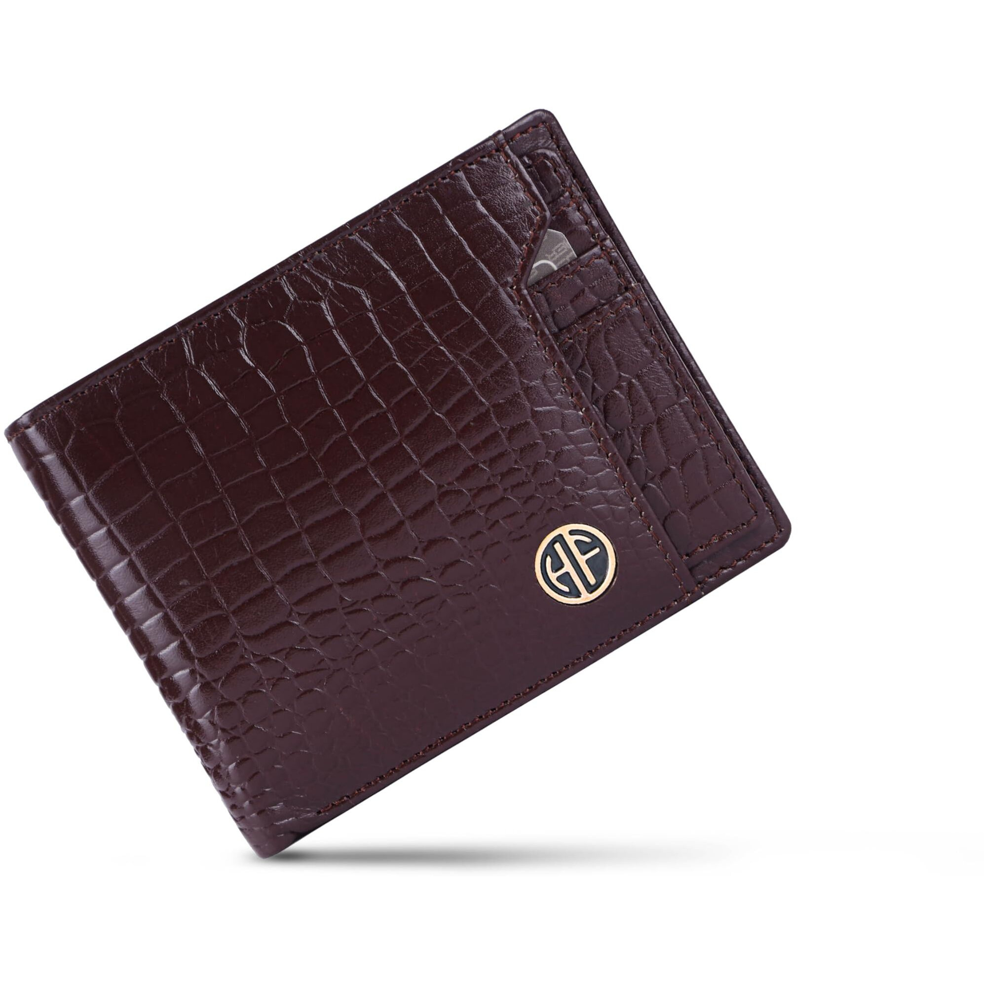 Hammonds Flycatcher Wallet For Men Leather Original, Leather Wallet For Men Stylish Men Wallet, Mens Wallet Leather, Wallets For Man, 6 Card Slots, Purse For Men Branded, Gift For Men - Croc Brown