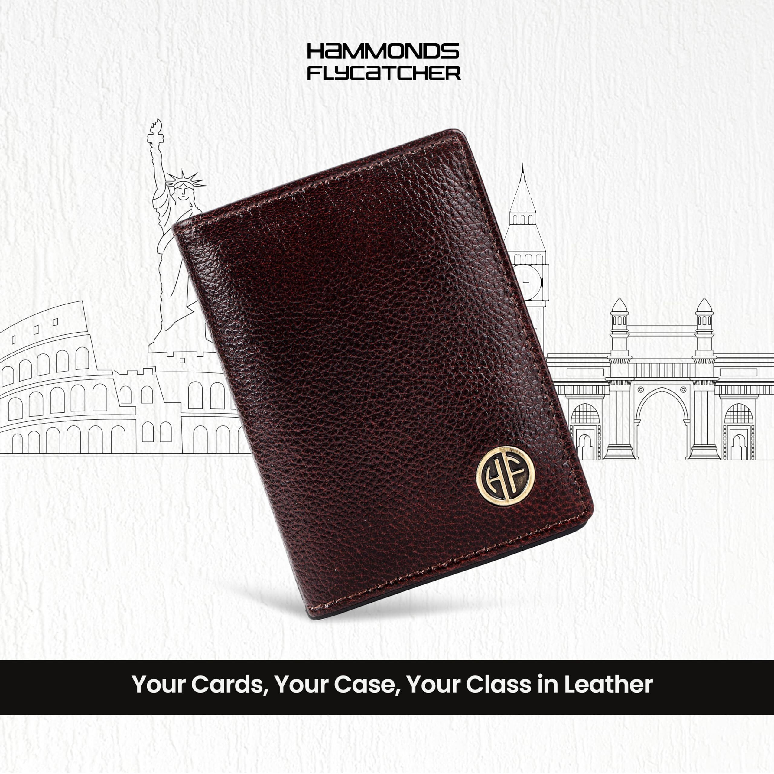 Hammonds Flycatcher Genuine Leather Card Holder Wallet For Man & Women - Credit Card Holder For Men, Rfid Credit Card Wallet For Men, 6 Card Slots, 1 Currency Slot, Atm Card Holder For Men - Brown