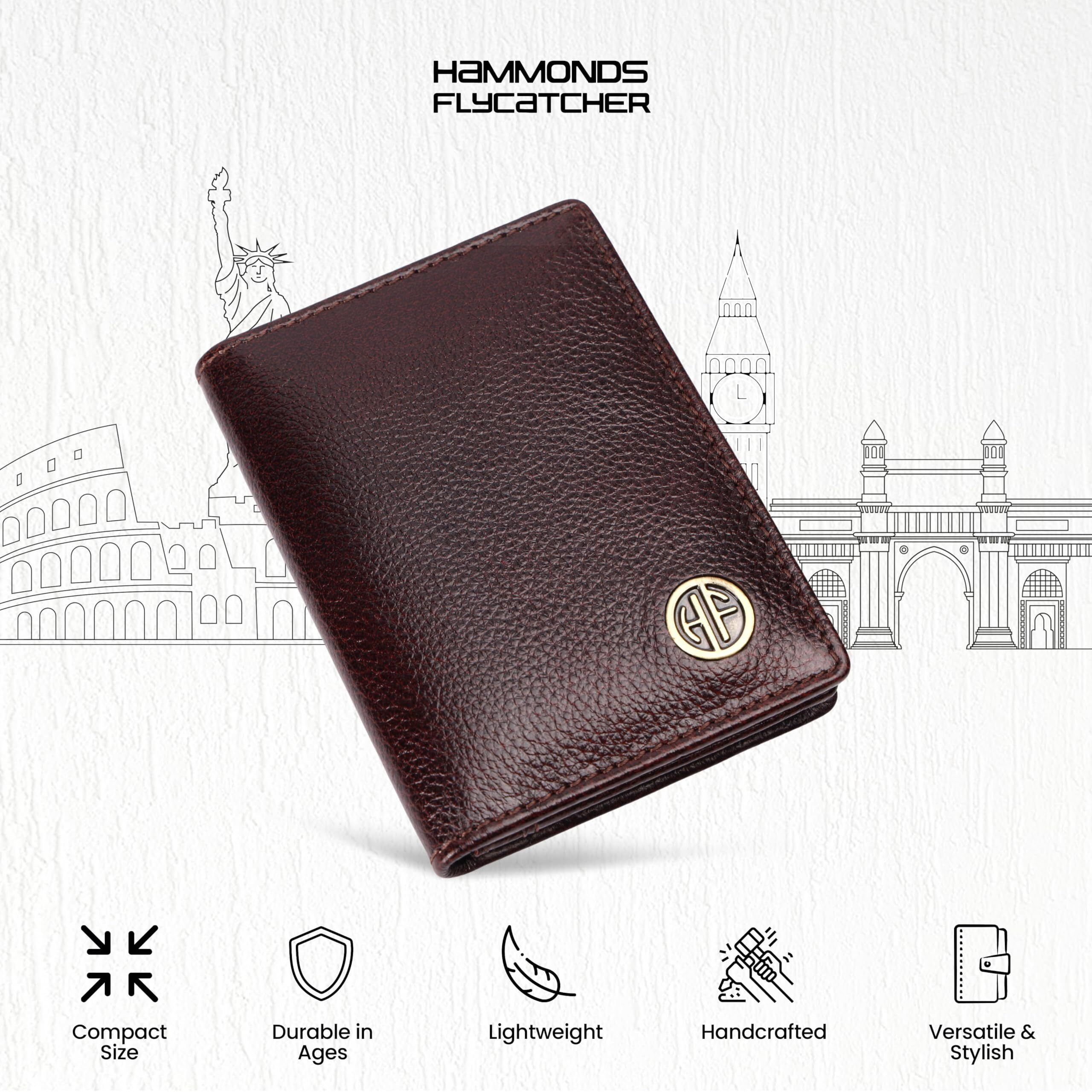 Hammonds Flycatcher Genuine Leather Card Holder Wallet For Man & Women - Credit Card Holder For Men, Rfid Credit Card Wallet For Men, 6 Card Slots, 1 Currency Slot, Atm Card Holder For Men - Brown