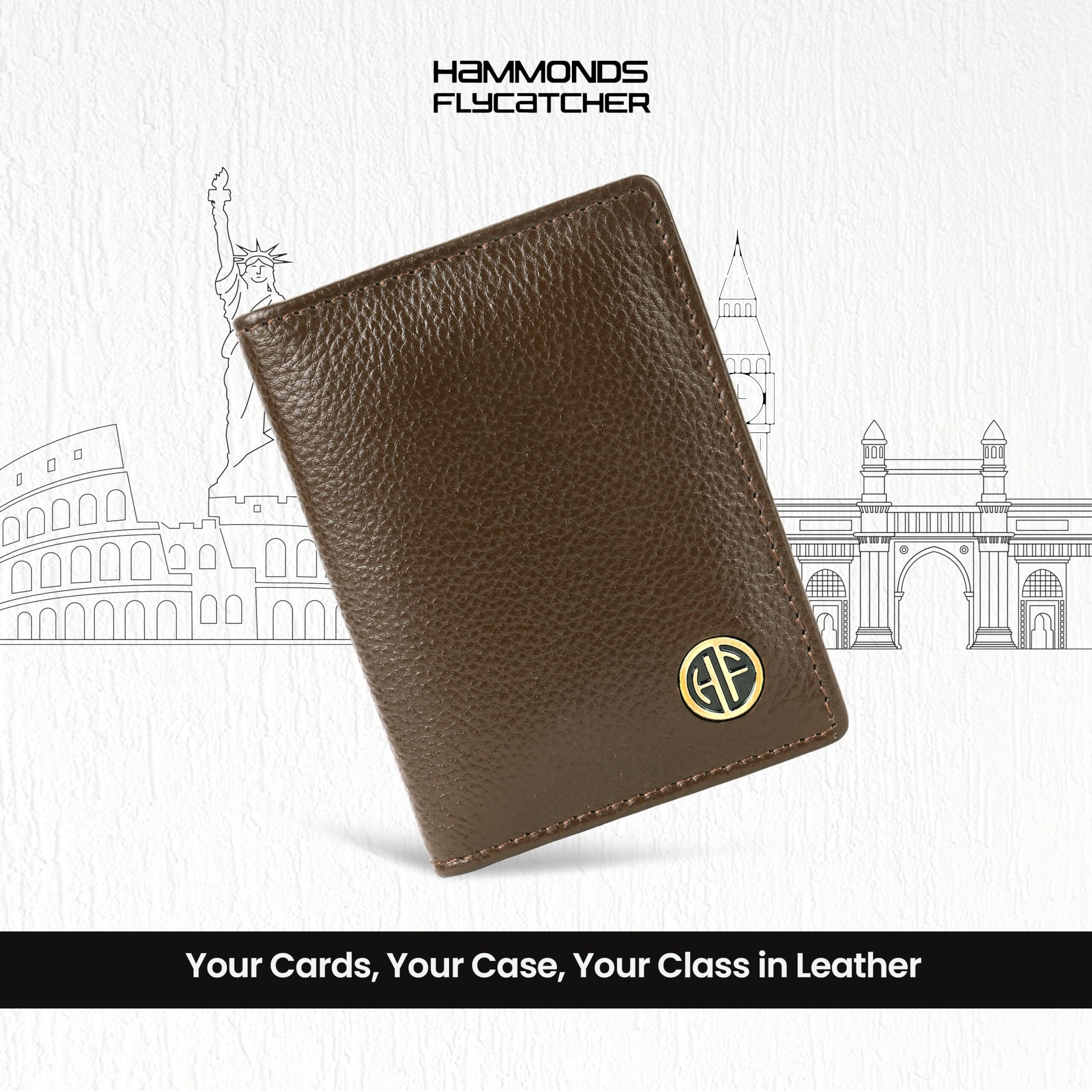 Hammonds Flycatcher Genuine Leather Card Holder Wallet For Man & Women - Credit Card Holder For Men, Rfid Credit Card Wallet For Men, 6 Card Slots, 1 Currency Slot, Atm Card Holder For Men - Brushwood
