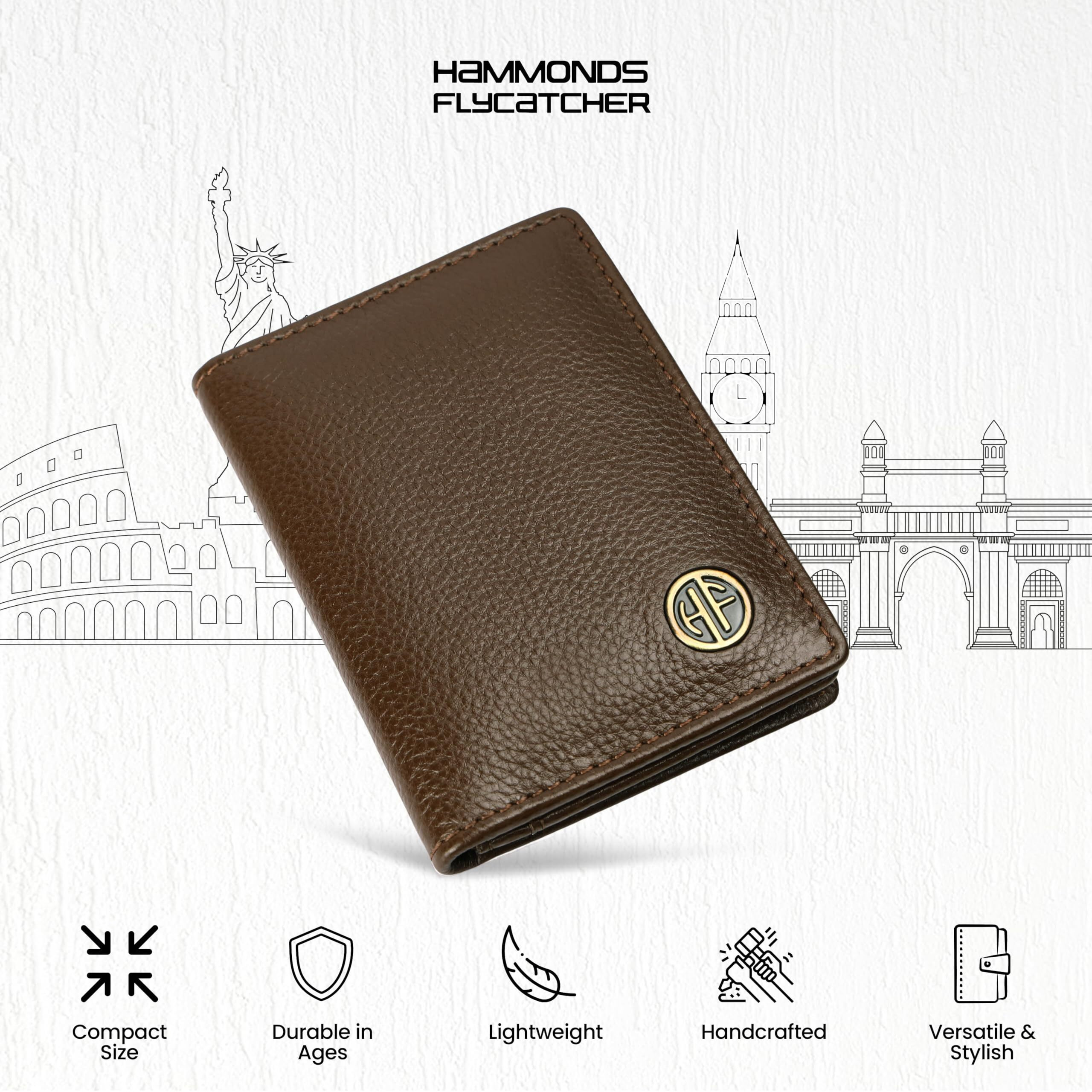 Hammonds Flycatcher Genuine Leather Card Holder Wallet For Man & Women - Credit Card Holder For Men, Rfid Credit Card Wallet For Men, 6 Card Slots, 1 Currency Slot, Atm Card Holder For Men - Brushwood