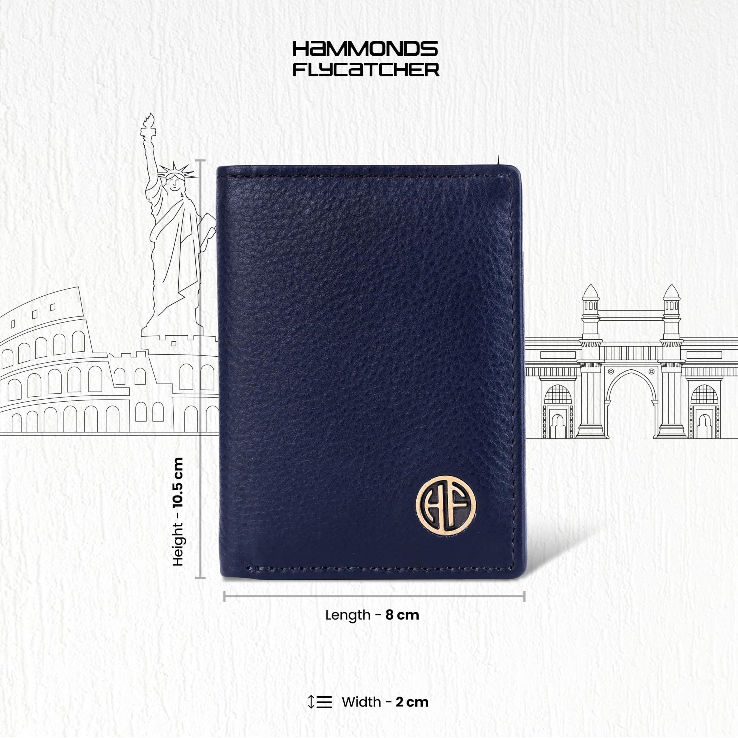 Hammonds Flycatcher Genuine Leather Card Holder Wallet For Man & Women - Credit Card Holder For Men, Rfid Credit Card Wallet For Men, 6 Card Slots, 1 Currency Slot, Atm Card Holder For Men - Blue