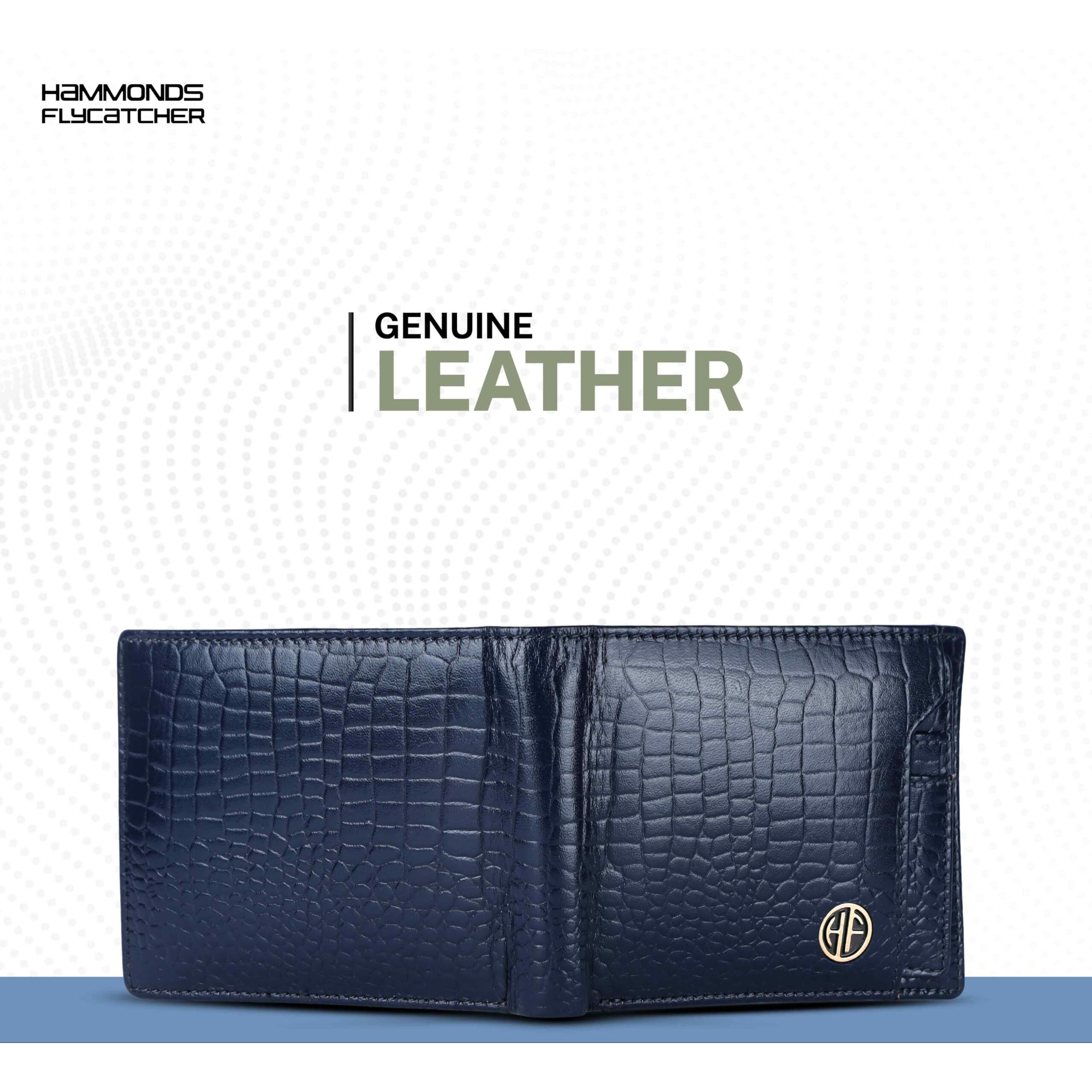 Hammonds Flycatcher Wallet For Men Leather Original, Leather Wallet For Men Stylish Men Wallet, Mens Wallet Leather, Wallets For Man, 6 Card Slots, Purse For Men Branded, Gift For Men - Croc Blue