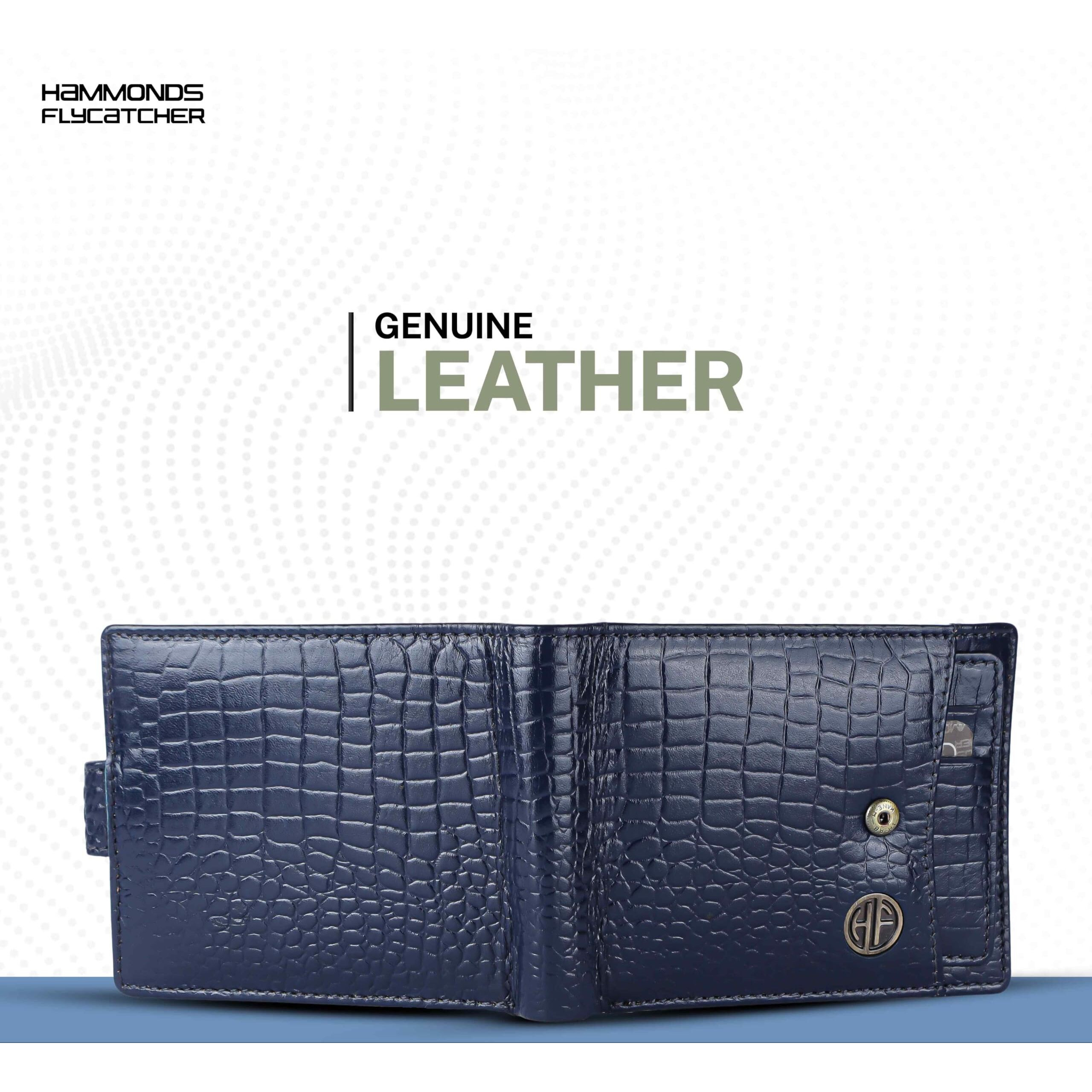 Hammonds Flycatcher Wallet For Men Leather Original, Men Wallet, Leather Wallet For Men Stylish, Mens Wallet Leather, Wallets For Man, 5 Card Slots, Purse For Men Branded, Gift For Men - Croc Blue