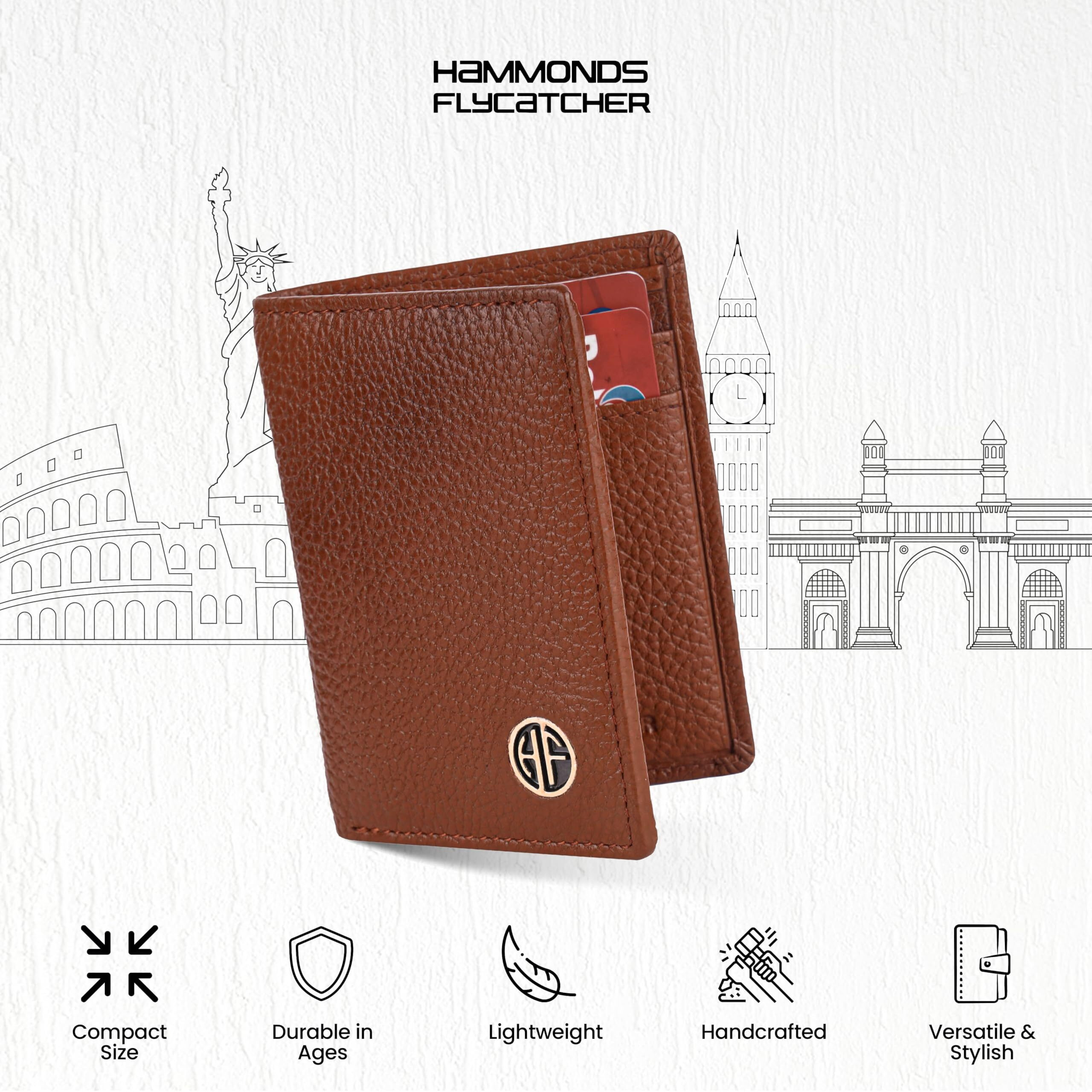 Hammonds Flycatcher Genuine Leather Card Holder Wallet For Man & Women - Credit Card Holder For Men, Rfid Credit Card Wallet For Men, 6 Card Slots, 1 Currency Slot, Atm Card Holder For Men - Tan