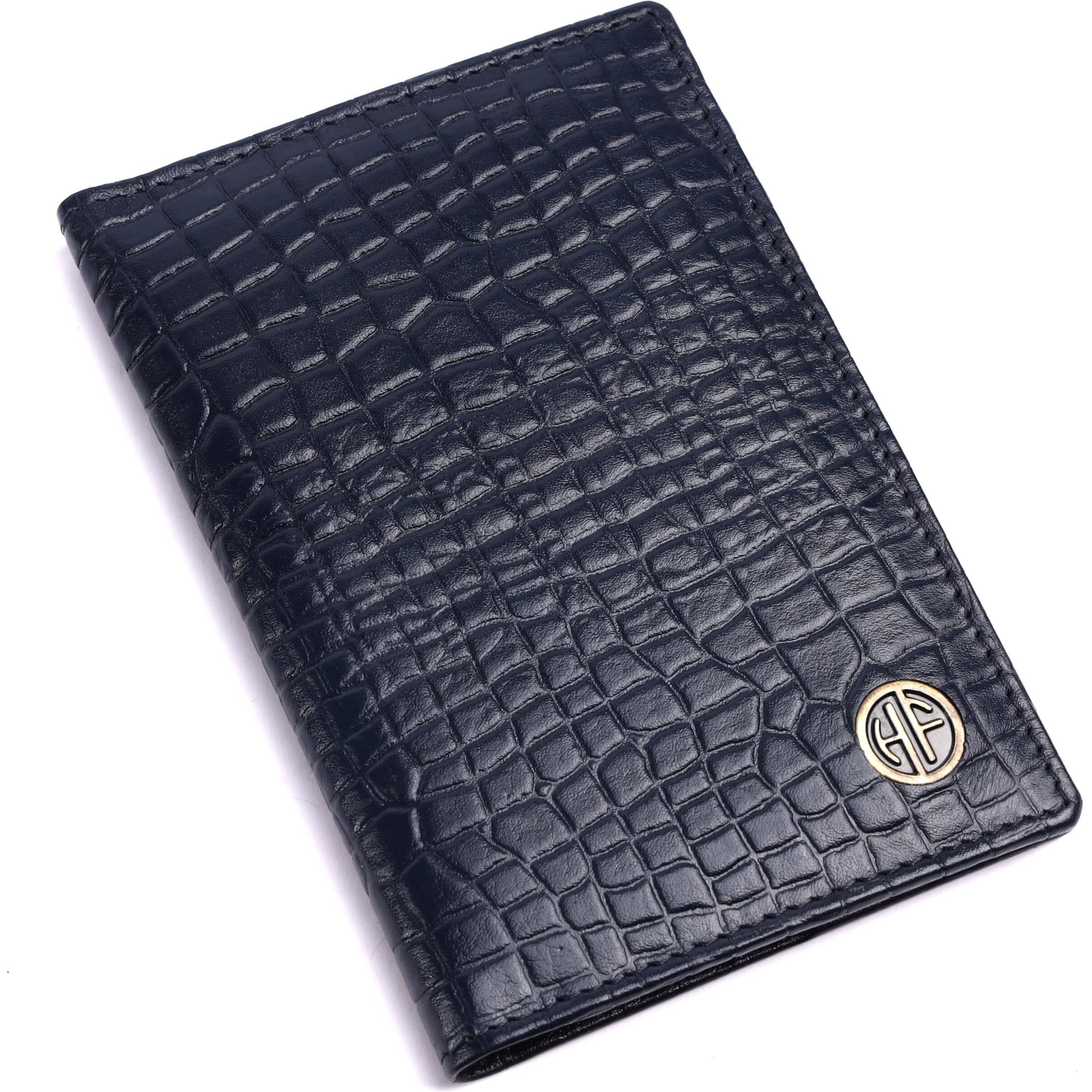 Hammonds Flycatcher Genuine Leather Passport Cover For Men, Passport Cover For Women, Rfid Passport Holder For Men Travel Accessories For Men, Passport Bag For Men, 3 Atm Card Slots - Croc Blue
