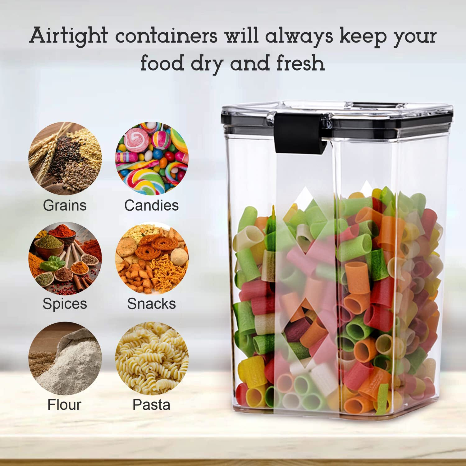 Golwyn Air Tight Containers For Kitchen Storage Set, Bpa Container For Kitchen Storage Set, Kitchen Organizer And Kitchen Accessories Items & Storage(1100 Ml Set Of 8)(Plastic)Transparent