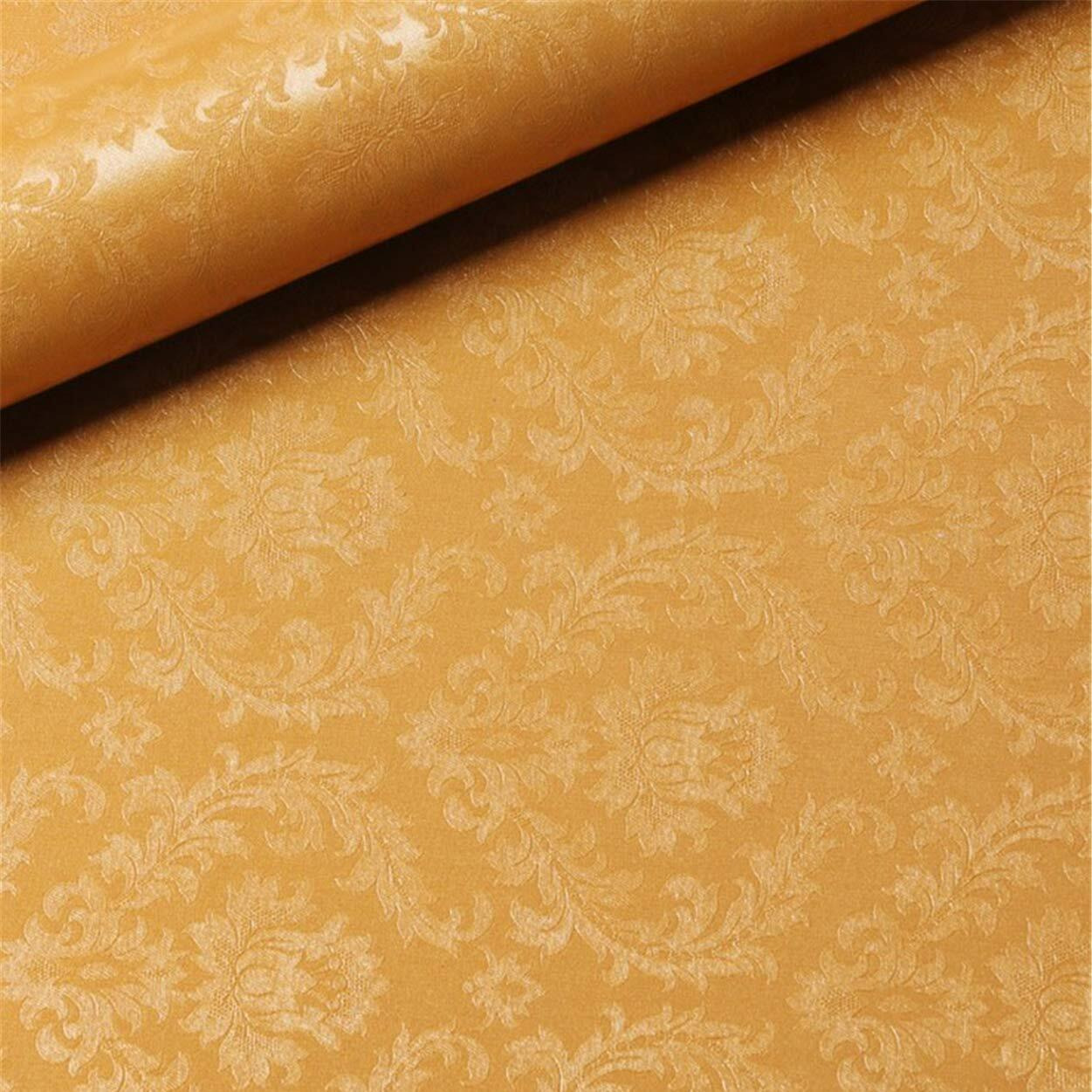 Wolpin Wall Stickers Wallpaper Living Room, Bedroom, Textured Embossed Decal Floral Home Interior Decoration, Diy Self Adhesive, Gold Damask