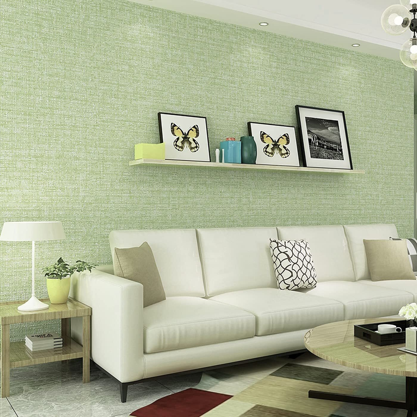 Wolpin Wall Stickers Wallpaper Green Wood Grain (45 Cm X 10 M) Look Modern Living Room Embossed Self Adhesive, Green