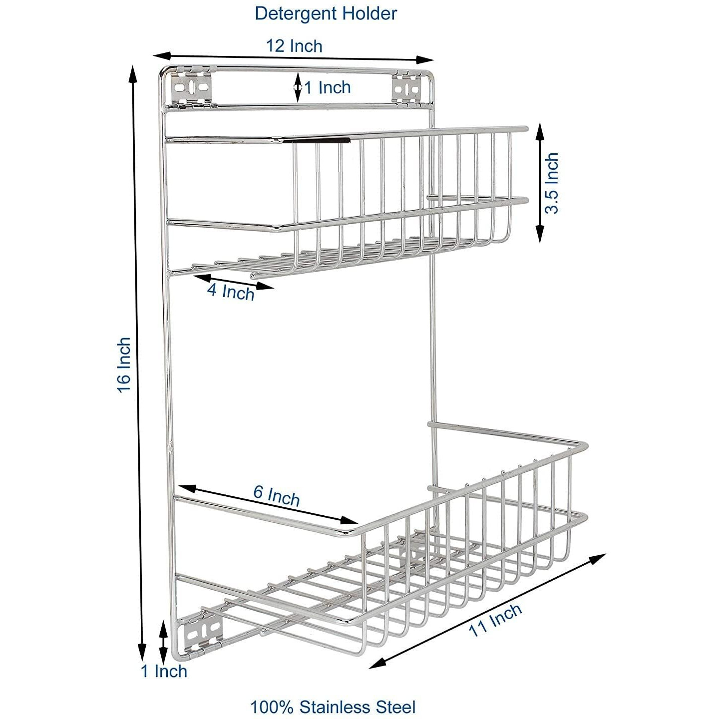 Ab99 Collection Stainless Steel Wall Mounted Rack Kitchen And Detergent Rack, Multi Purpose Shelves For Bathroom, Bath Room Shelves/Corner Organizer, Shelf Bathroom (Set Of 2Utensils, Silver)