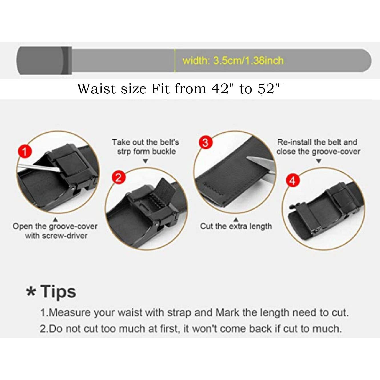 Contacts Genuine Leather Belt For Men With Easier Adjustable Autolock Buckle - Micro Adjustable Belt Fit Everywhere |Formal & Casual | Elegant Gift Box - (03-Black-Xl-Waist Size Fit From 42" To 52")