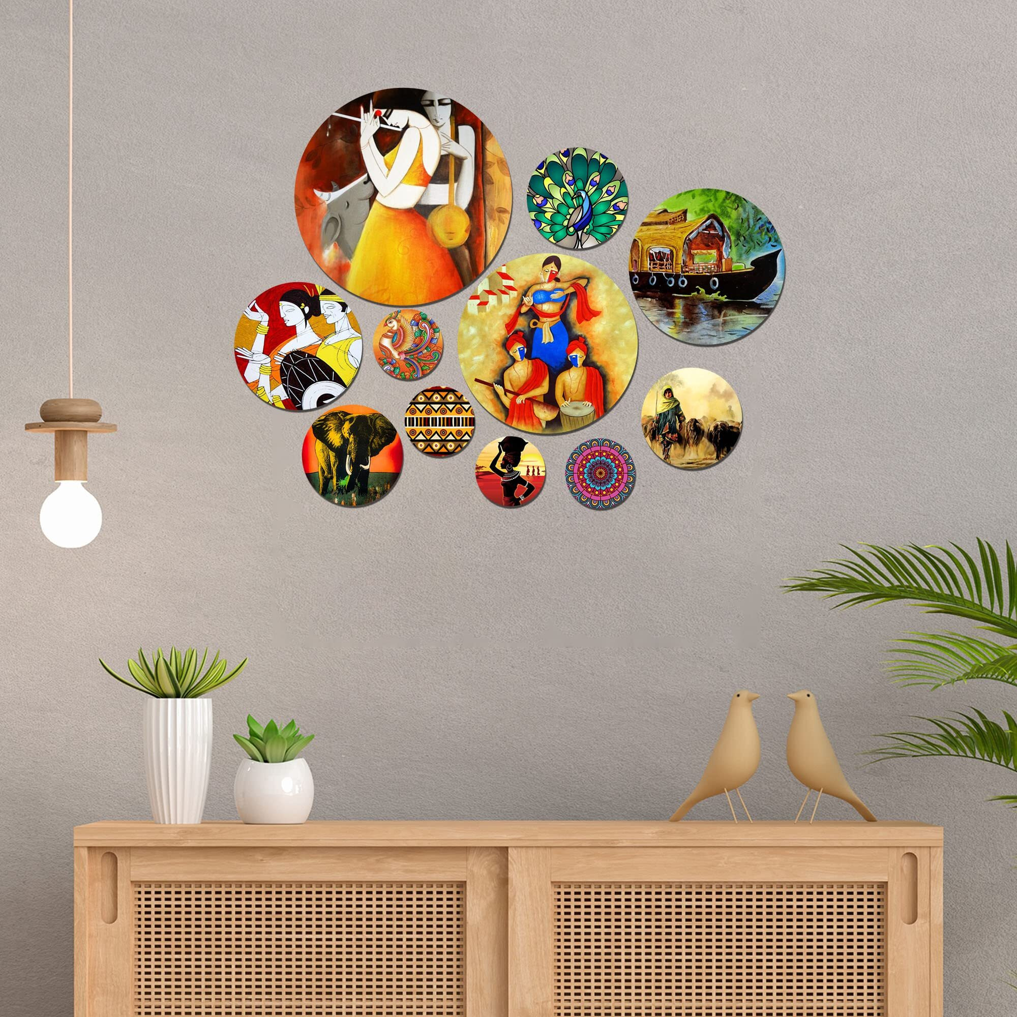 Artvibes Designer Mdf Wooden Wall Hanging Decoration Item For Home | Office | Gift | Wooden Wall Hanging | Wall Art | Living Room | Bedroom | Wall Decorative Items (Wps_121N), Pack Of 11 Pieces