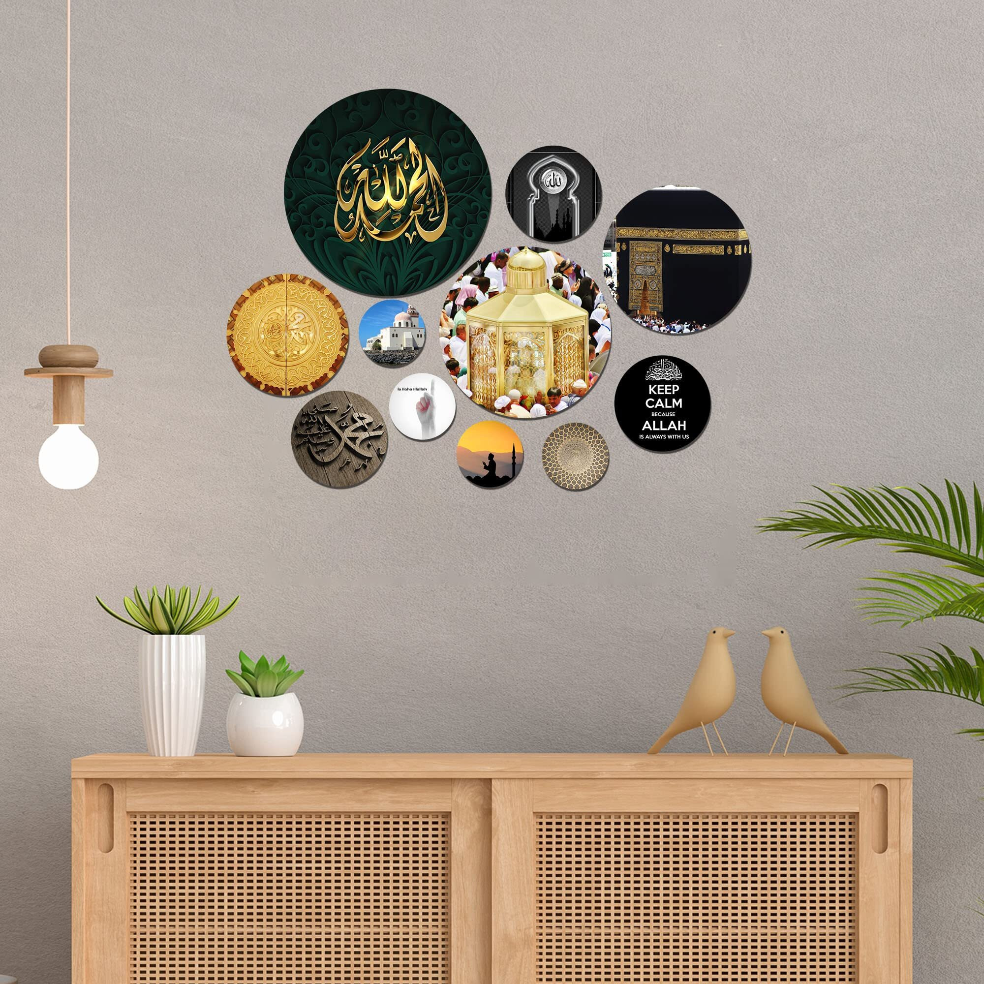 Artvibes Designer Mdf Wooden Wall Hanging Decoration Item For Home | Office | Gift | Wooden Wall Hanging | Wall Art | Living Room | Bedroom | Wall Decorative Items (Wps_122N), Pack Of 11 Pieces