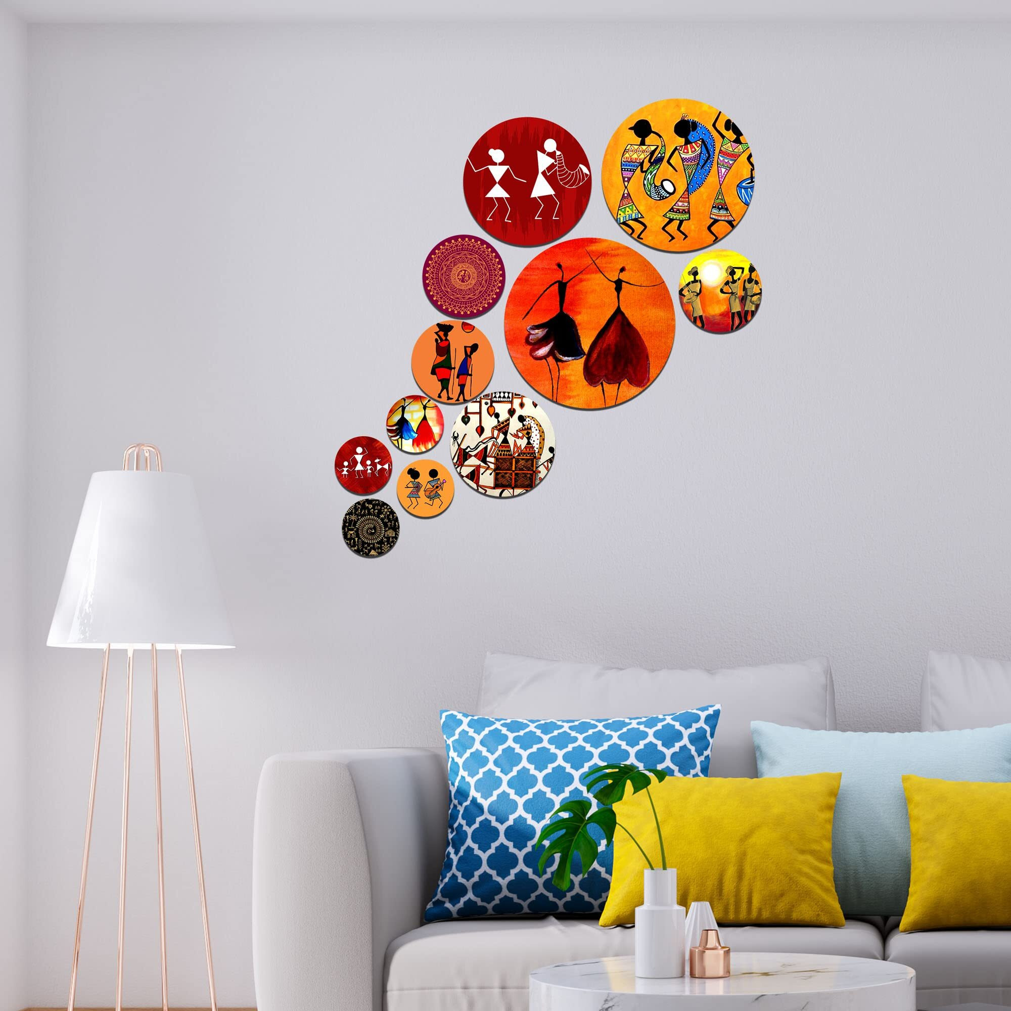 Artvibes Designer Engineered Wood Wall Hanging Decoration Item For Home Decor | Office | Gift | Wooden Wall Hanger| Living Room | Bedroom | Wall Decorative Items (Wps_126N), Pack Of 11 Pieces