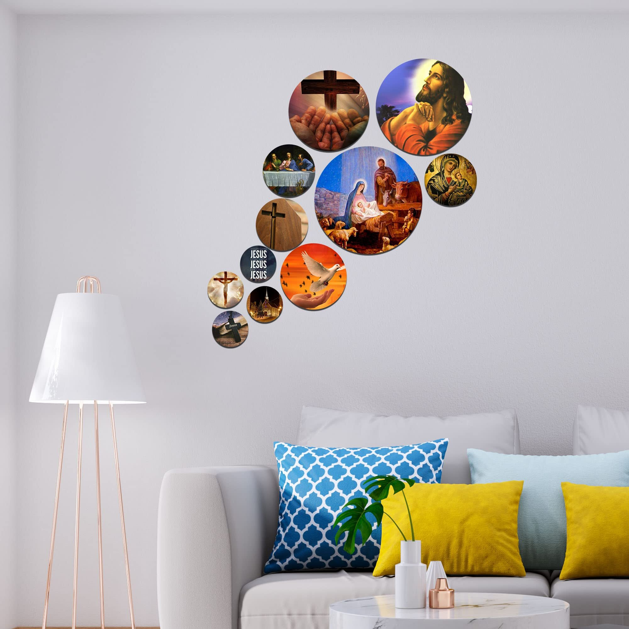 Artvibes Designer Mdf Wooden Wall Hanging Decoration Item For Home | Office | Gift | Wooden Wall Hanging | Wall Art | Living Room | Bedroom | Wall Decorative Items (Wps_124N), Pack Of 11 Pieces