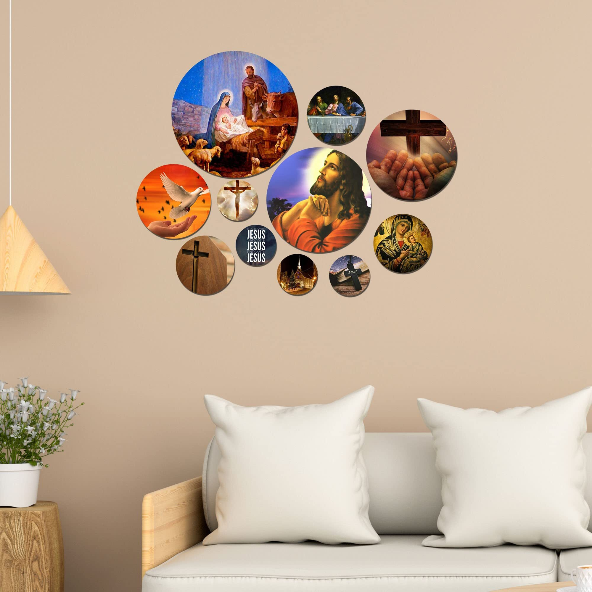 Artvibes Designer Mdf Wooden Wall Hanging Decoration Item For Home | Office | Gift | Wooden Wall Hanging | Wall Art | Living Room | Bedroom | Wall Decorative Items (Wps_124N), Pack Of 11 Pieces