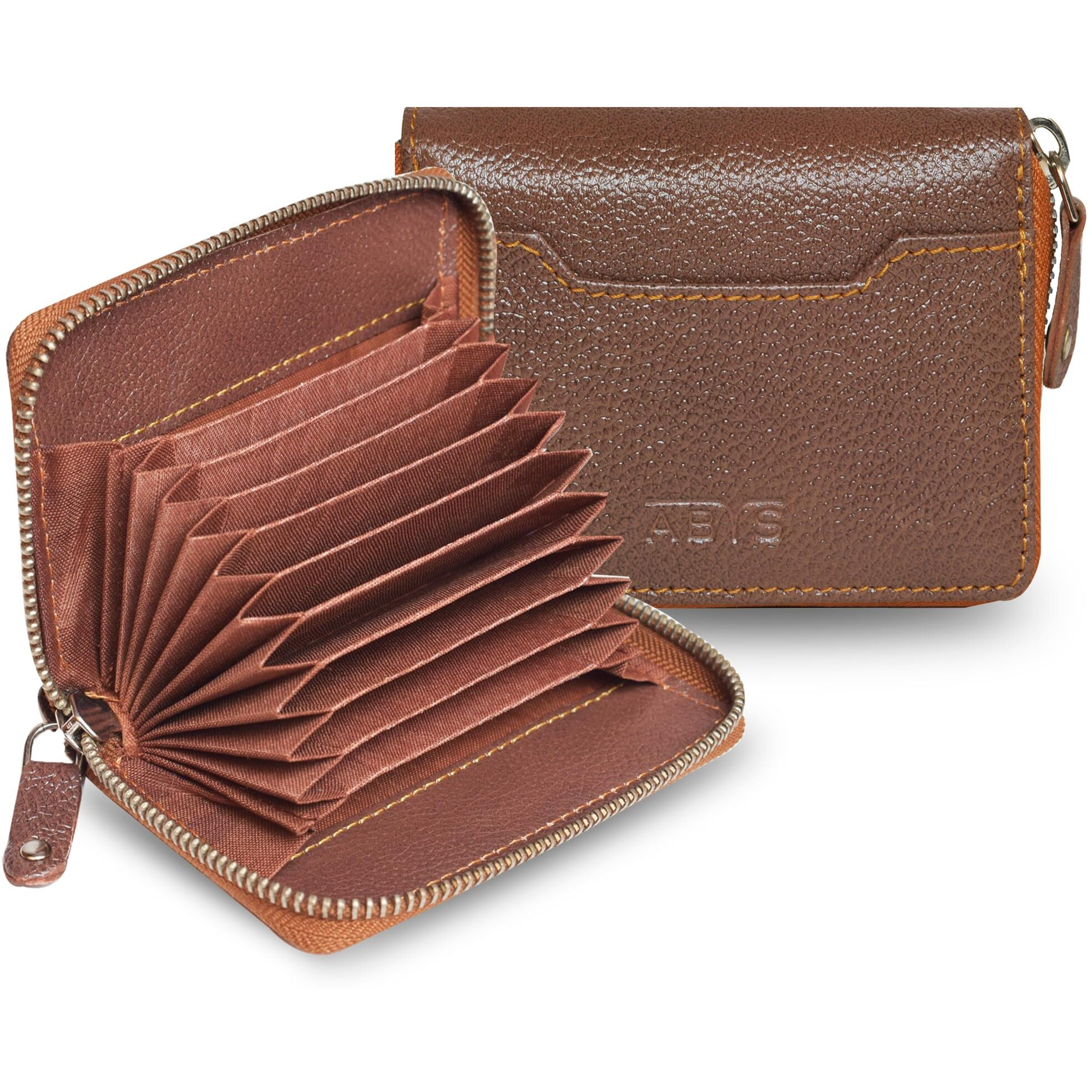 Abys Genuine Leather Rfid Protected Tan Card Wallet For Men And Women (In201Tn)