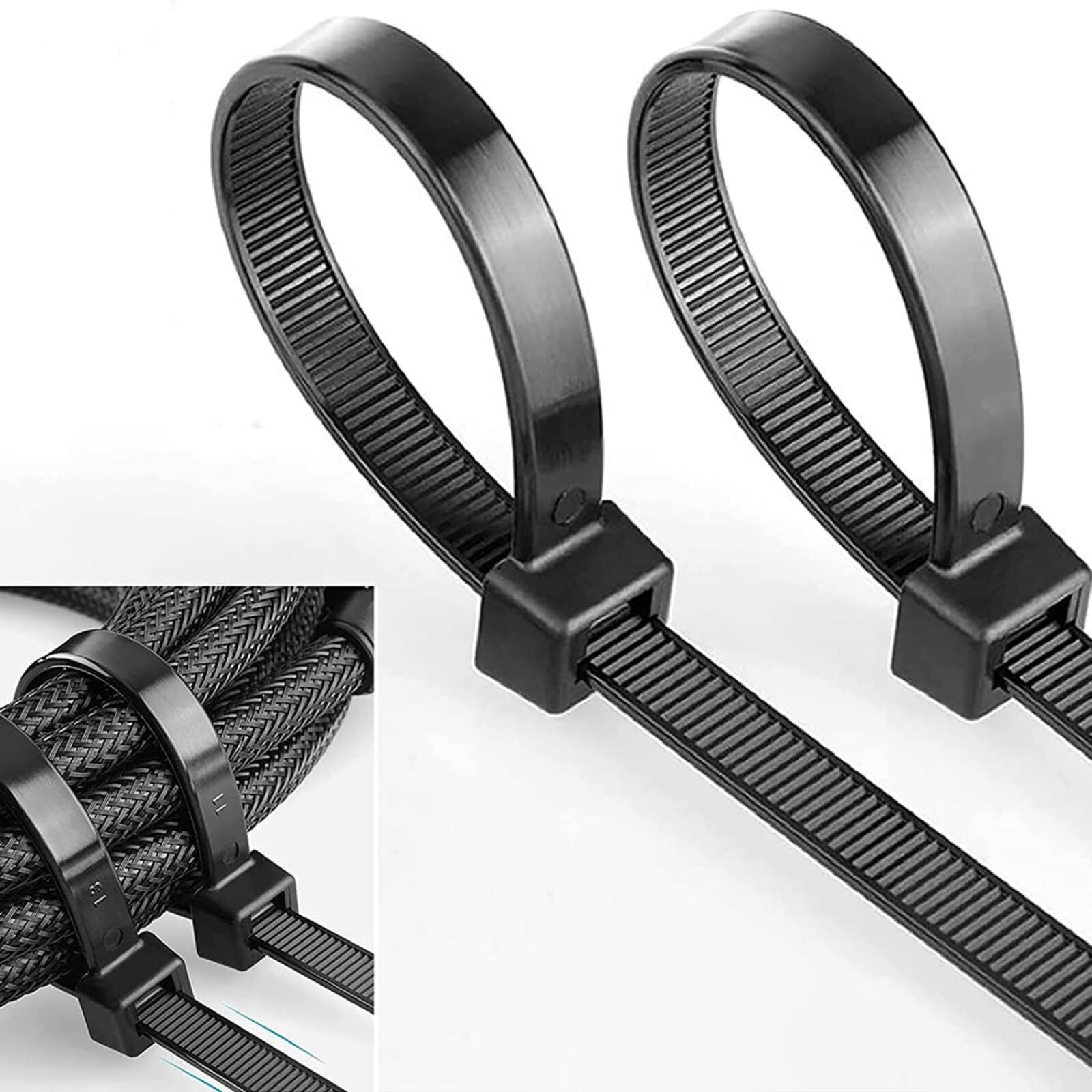 Shivansh Technology Teeth Grip Nylon Self Locking Zip Cable Ties,Black(250 Mm X3.6 Mm,10" Inch,Pack Of 100)Multi-Purpose Heavy Duty Cord Management Ties,Plastic Ties For Home,Office,Garden,Workshop.