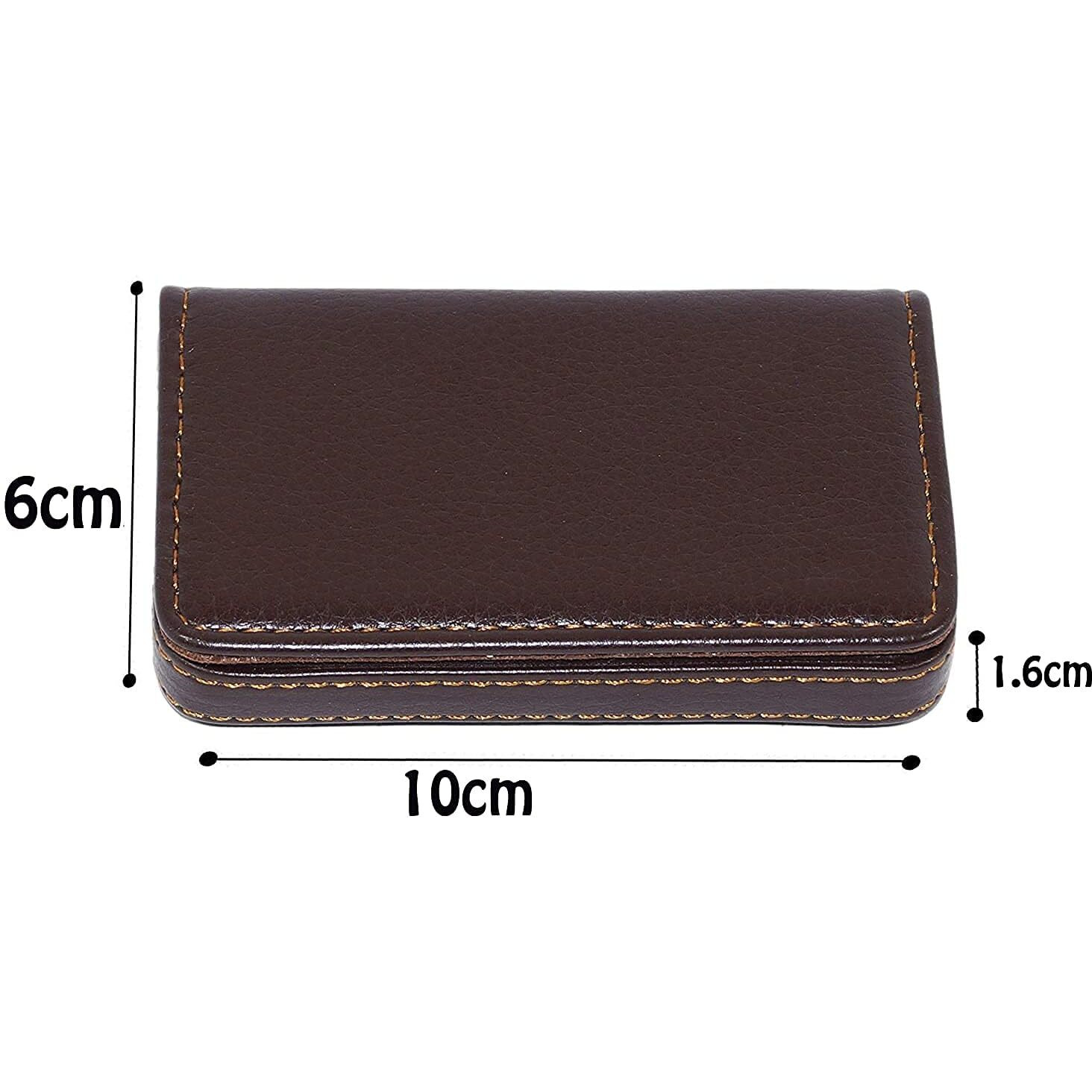 Dahsha 2 Pack Pocket Sized Stitched Pu Leather Credit Card Holder Visiting Business Card Case Wallet For Men & Women (10 X 6 X 1.6 Cm, Coffee Brown)