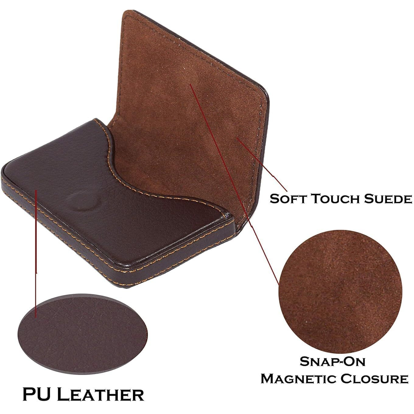 Dahsha 2 Pack Pocket Sized Stitched Pu Leather Credit Card Holder Visiting Business Card Case Wallet For Men & Women (10 X 6 X 1.6 Cm, Coffee Brown)
