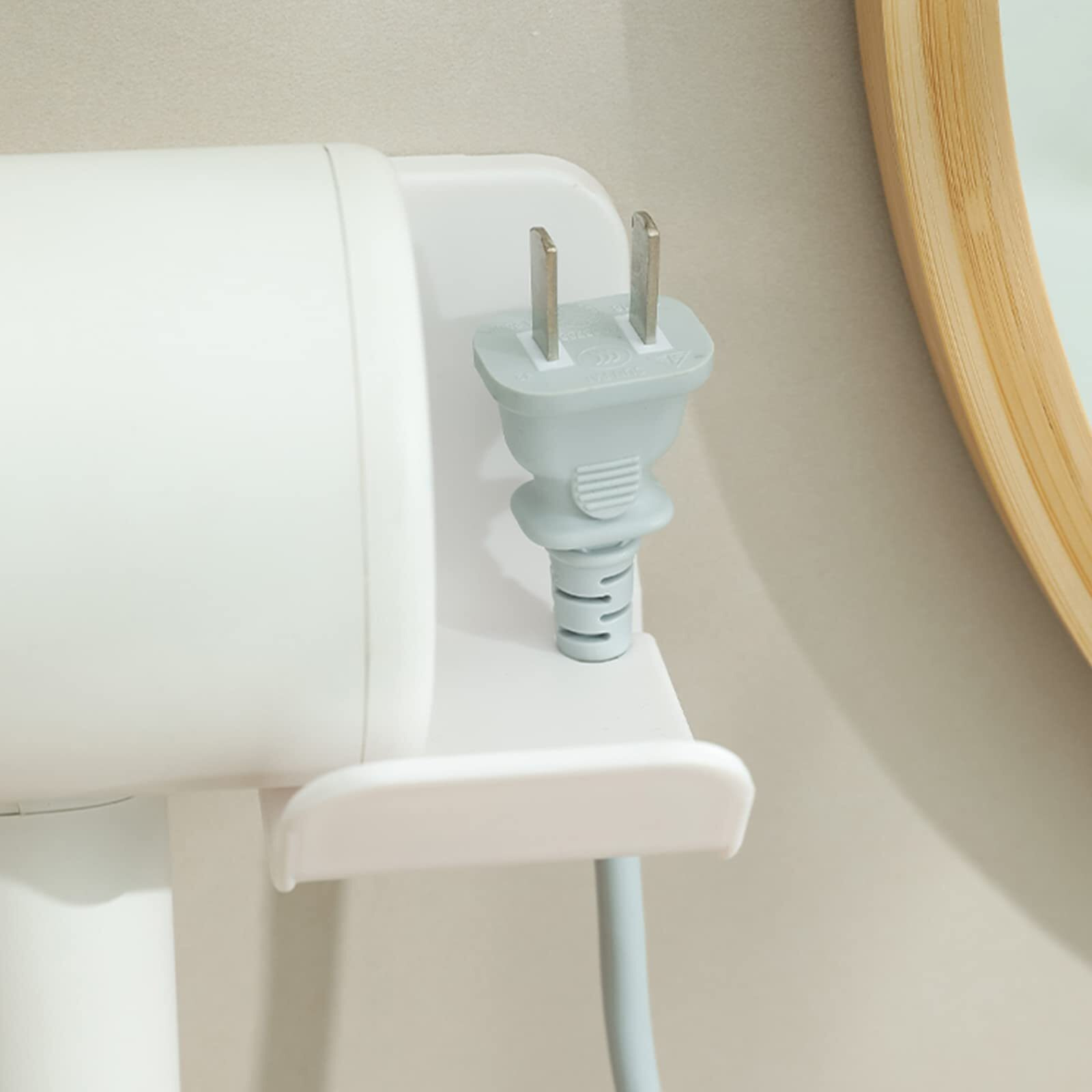 Wolpin Plastic Hair Dryer Holder For Bathroom Wall Mounted Storage Hair Blow Dryer Stand Organiser Self Adhesive, White