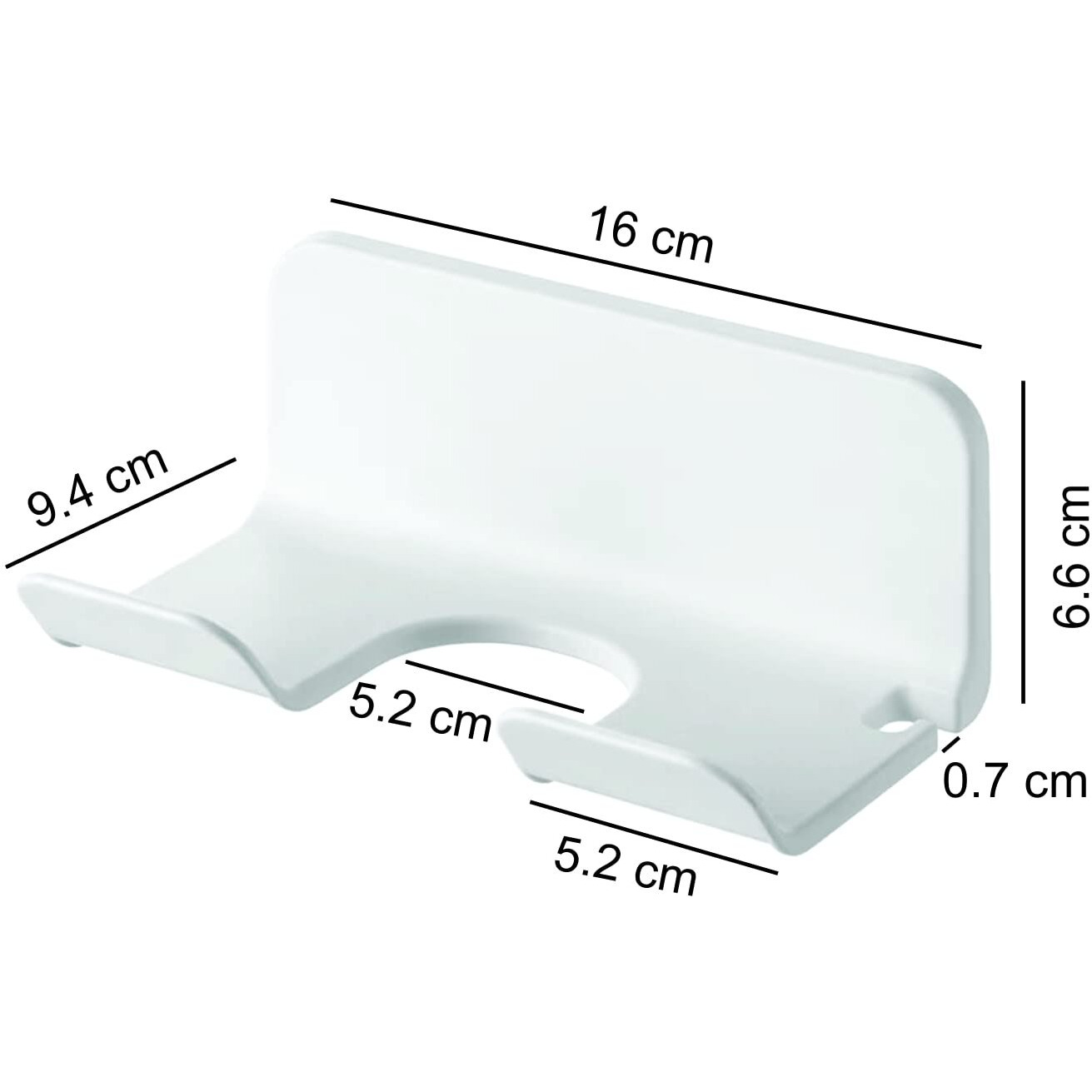 Wolpin Plastic Hair Dryer Holder For Bathroom Wall Mounted Storage Hair Blow Dryer Stand Organiser Self Adhesive, White
