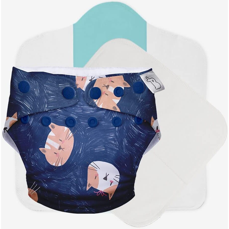 Superbottoms Uno Freesize Cloth Diaper | Cloth Diaper For Babies 3M To 3Y | Comes With Cloth Diaper Inserts | 1 Organic Cotton Soaker + 1 Booster | Good Cattitude