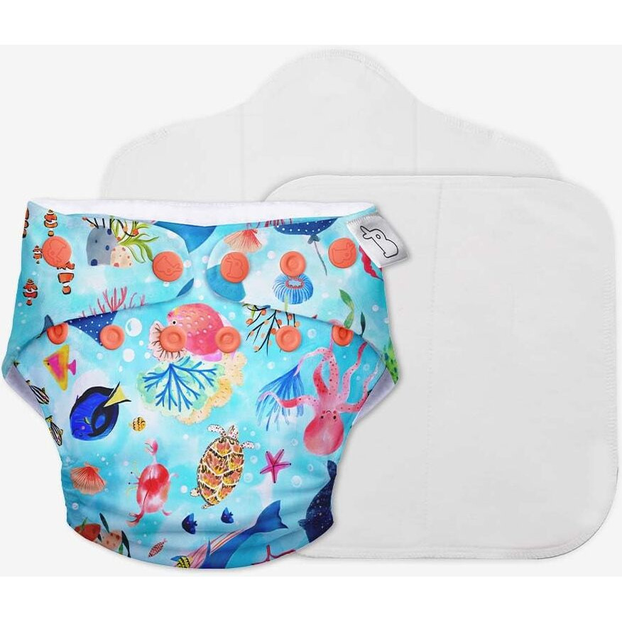 Superbottoms Uno Freesize Cloth Diaper | Cloth Diaper For Babies 3M To 3Y | Washable & Reusable Cloth Diaper | Comes With Cloth Diaper Inserts | 1 Organic Cotton Soaker + 1 Booster | Save The Seas