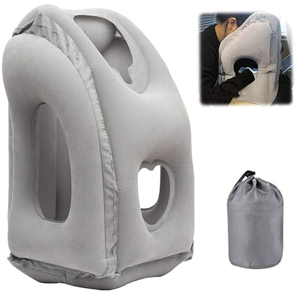 Palay Inflatable Travel Pillow, Inflatable Neck Air Pillow For Sleeping, Support Head, Chin, Neck And Lumbar, Avoid Neck & Shoulder Pain, Comfortable For Airplane, Car, Polyvinyl Chloride, Grey