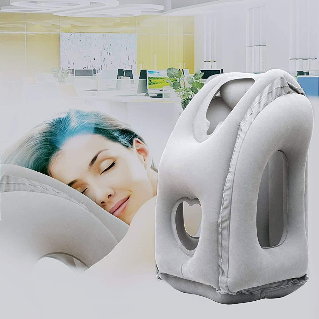 Palay Inflatable Travel Pillow, Inflatable Neck Air Pillow For Sleeping, Support Head, Chin, Neck And Lumbar, Avoid Neck & Shoulder Pain, Comfortable For Airplane, Car, Polyvinyl Chloride, Grey