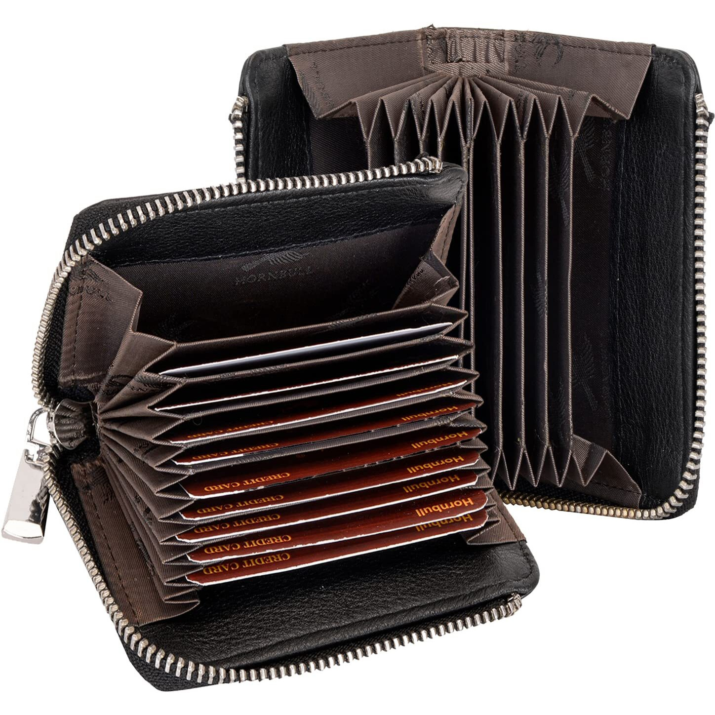 Hornbull Fleming Black Rfid Blocking Leather Wallet For Men | Vertical Credit Debit Card Holder