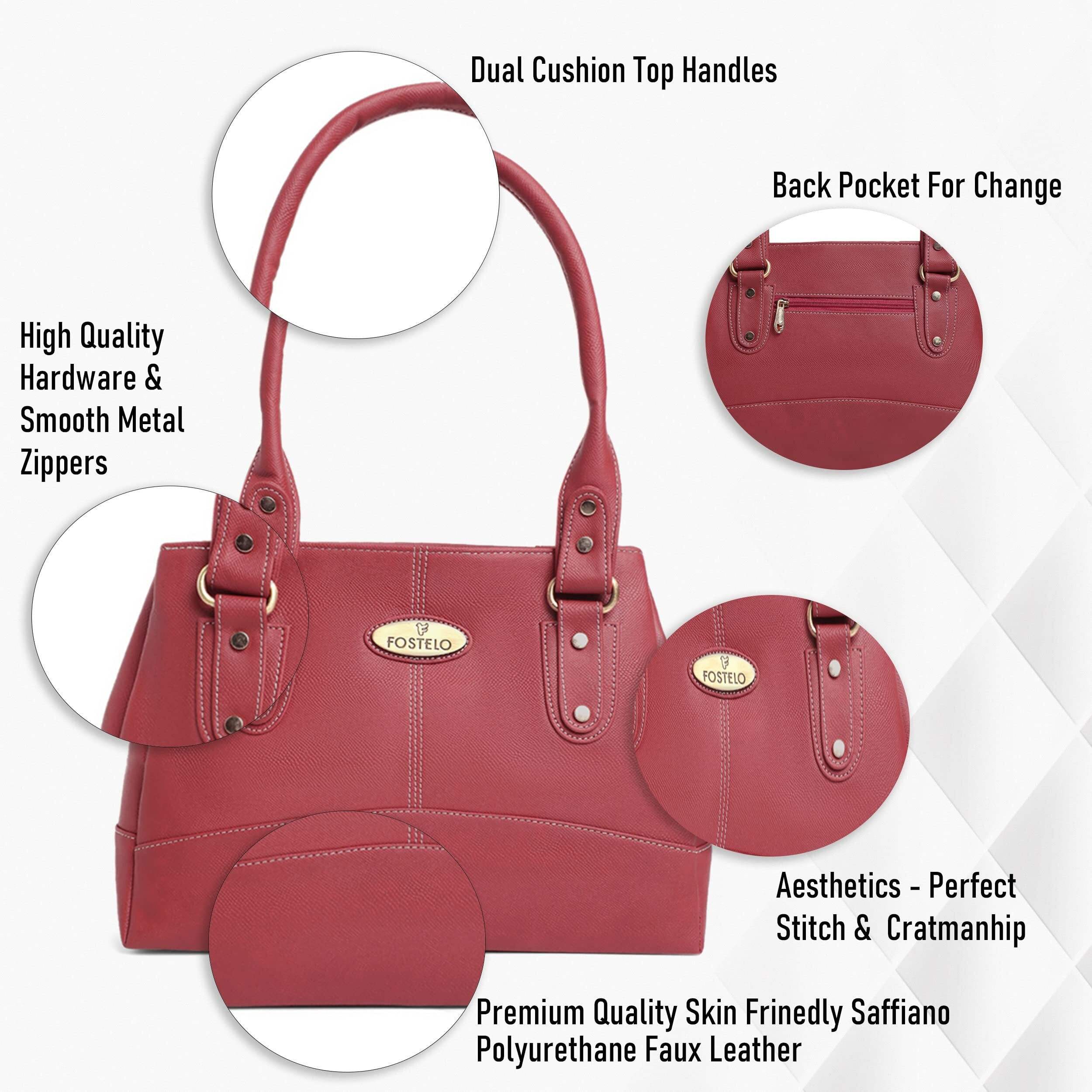 Fostelo Women's Vegan Leather Birdie Handbags Shoulder Hobo Bag Ladies Purse (Maroon) (Large)
