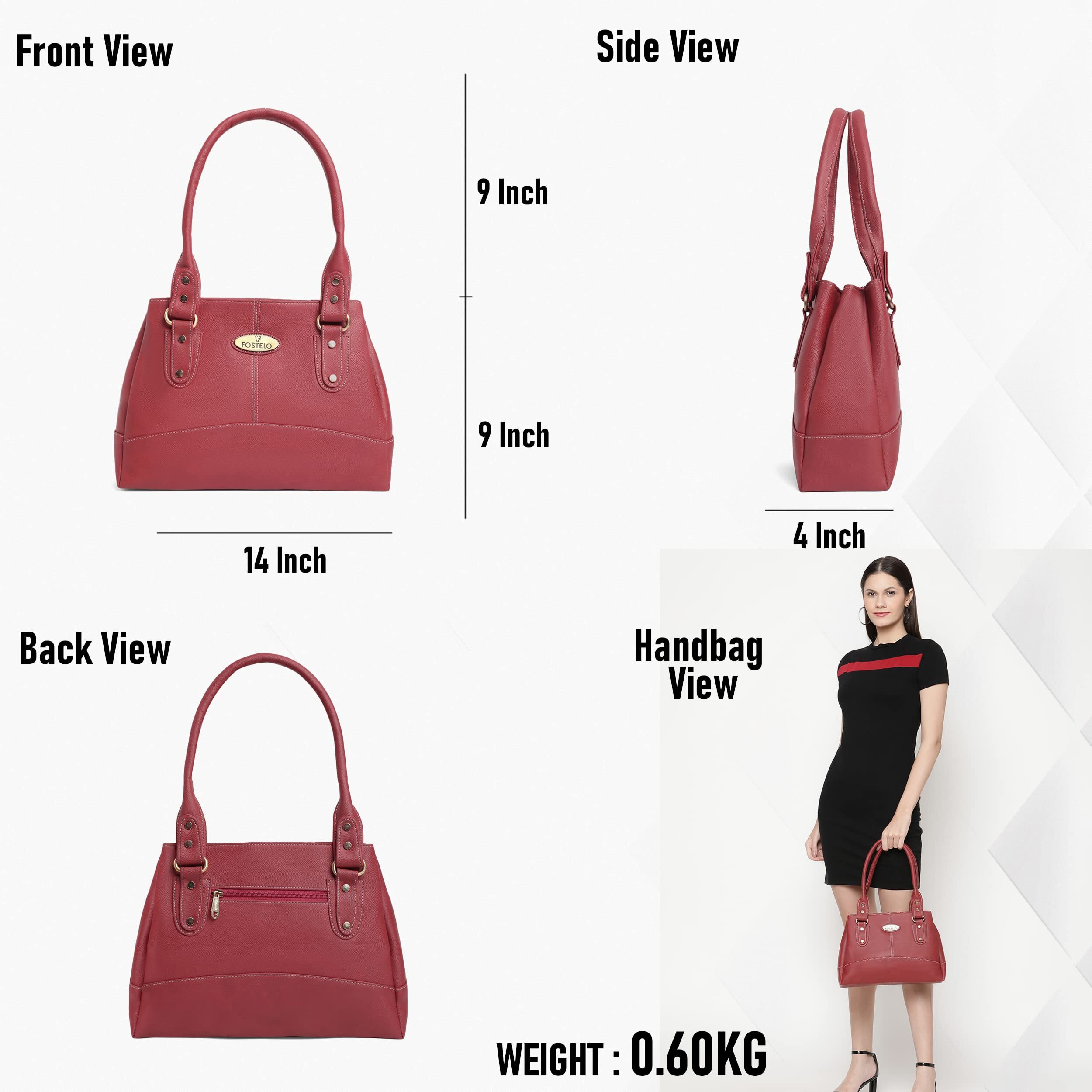 Fostelo Women's Vegan Leather Birdie Handbags Shoulder Hobo Bag Ladies Purse (Maroon) (Large)