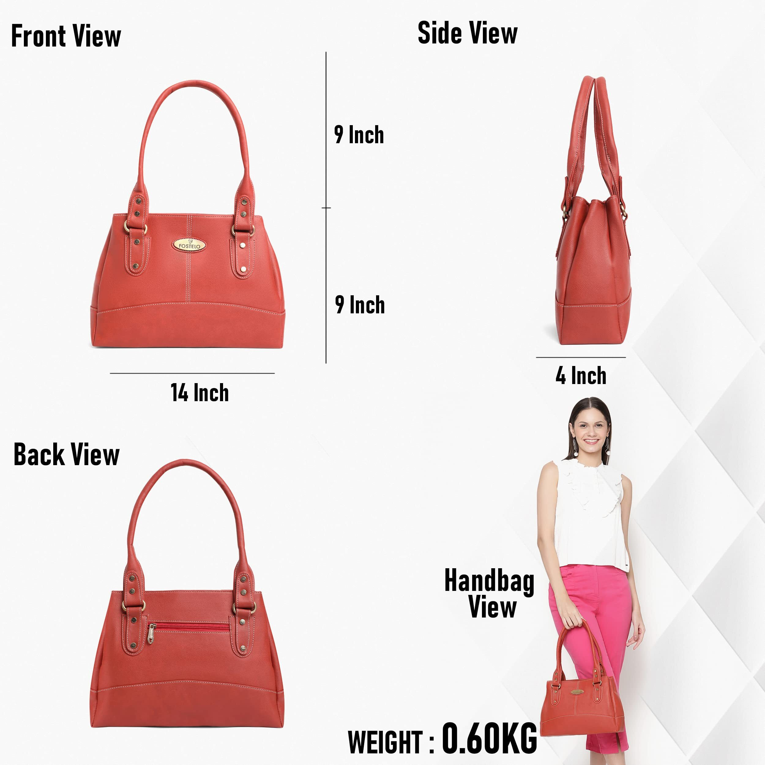 Fostelo Women's Vegan Leather Birdie Handbags Shoulder Hobo Bag Ladies Purse (Red) (Large)